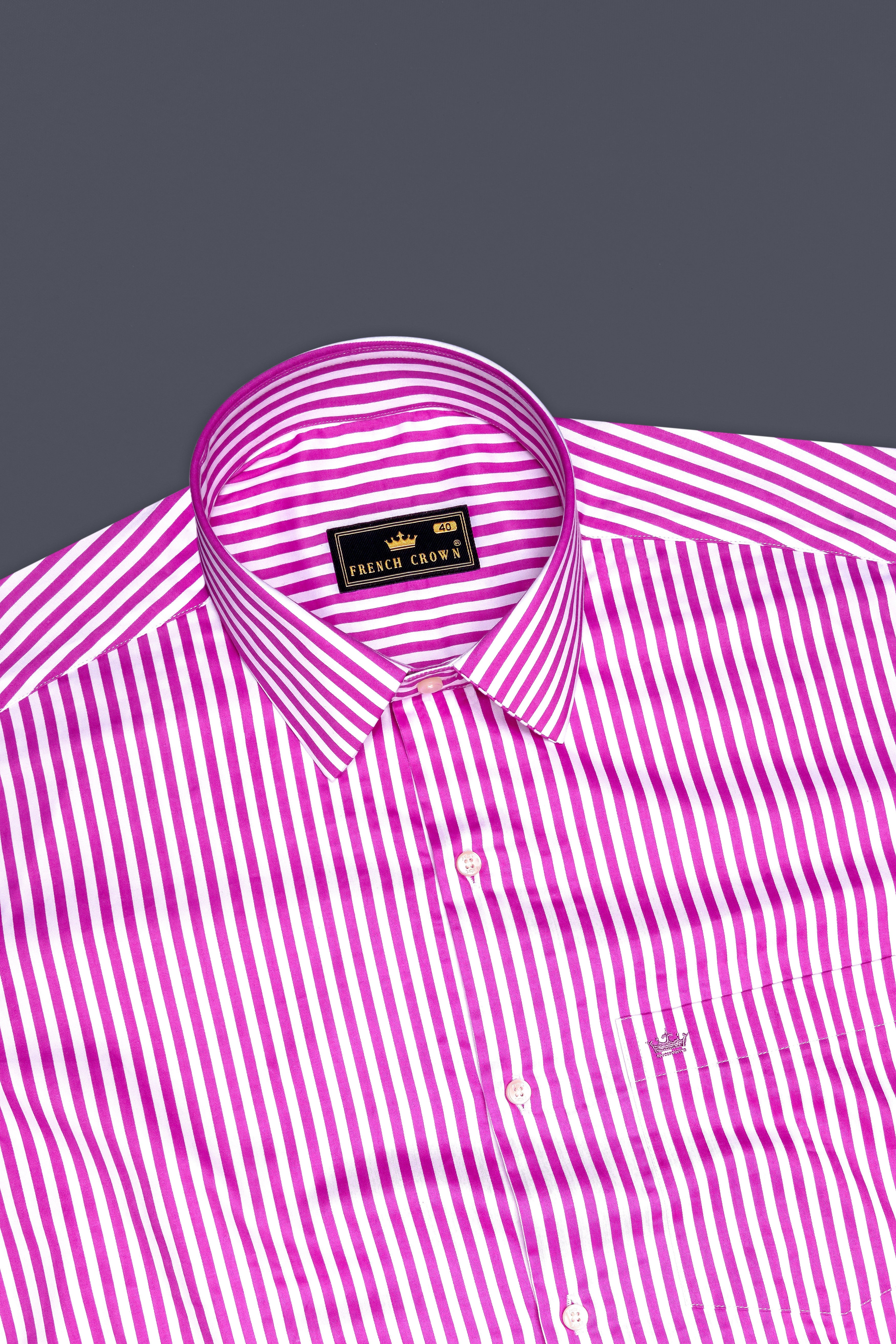 Rosavon-Purplish Pink And Bright White Candy Striped Subtle Sheen Super Soft Premium Cotton Dress Shirt