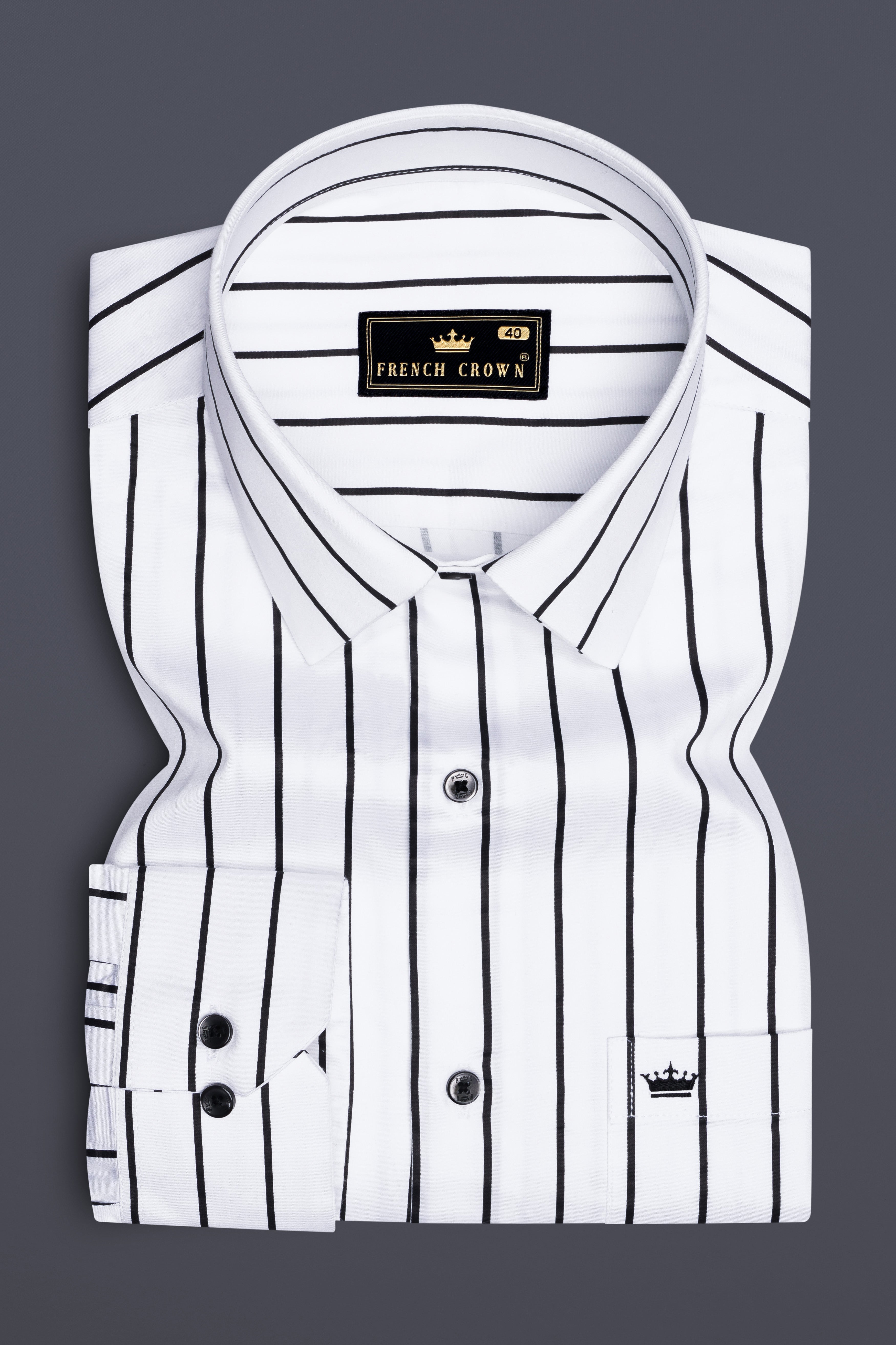 Nerbian-Bright White And Jade Black Pin Striped Subtle Sheen Super Soft Premium Cotton Dress Shirt