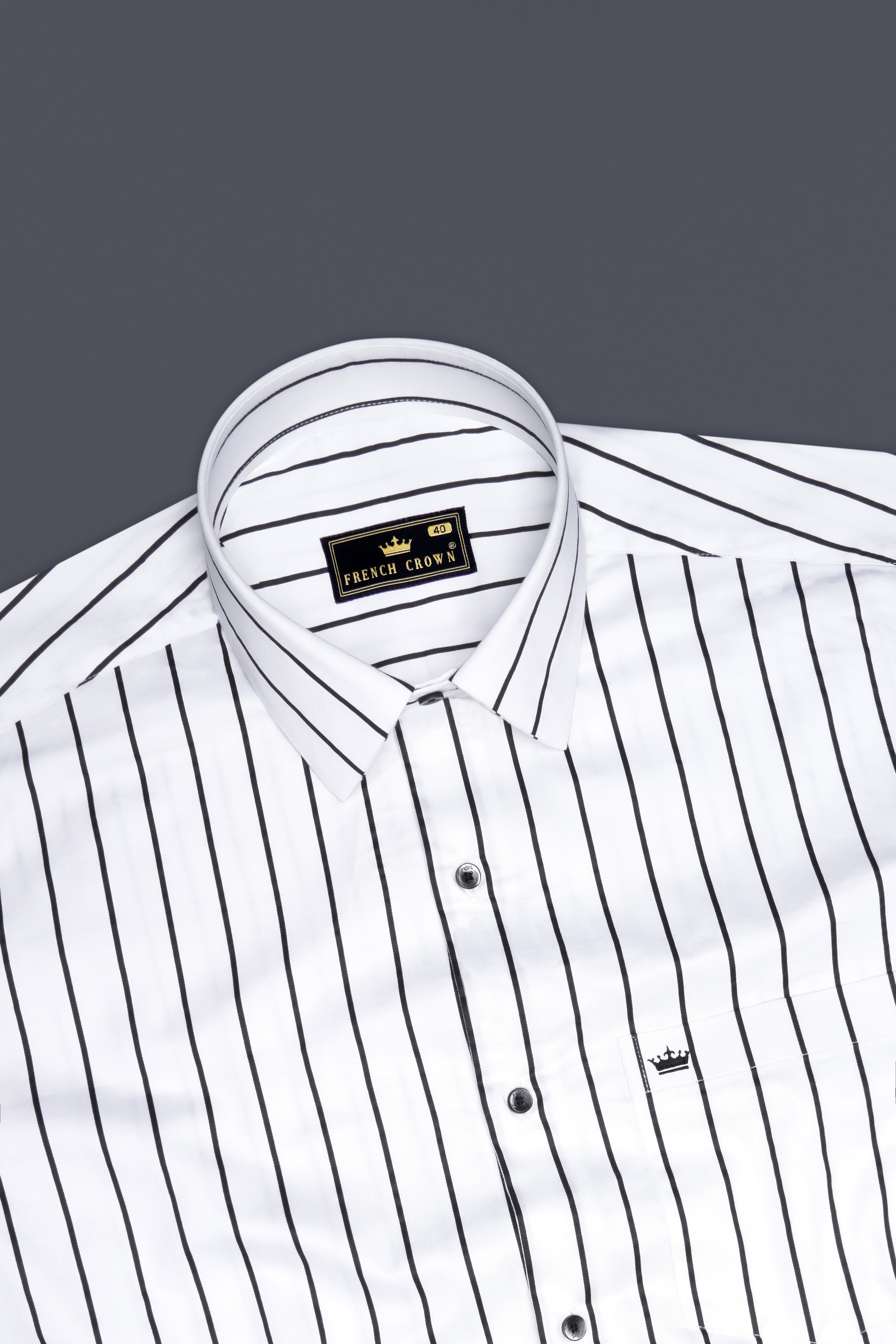 Nerbian-Bright White And Jade Black Pin Striped Subtle Sheen Super Soft Premium Cotton Dress Shirt