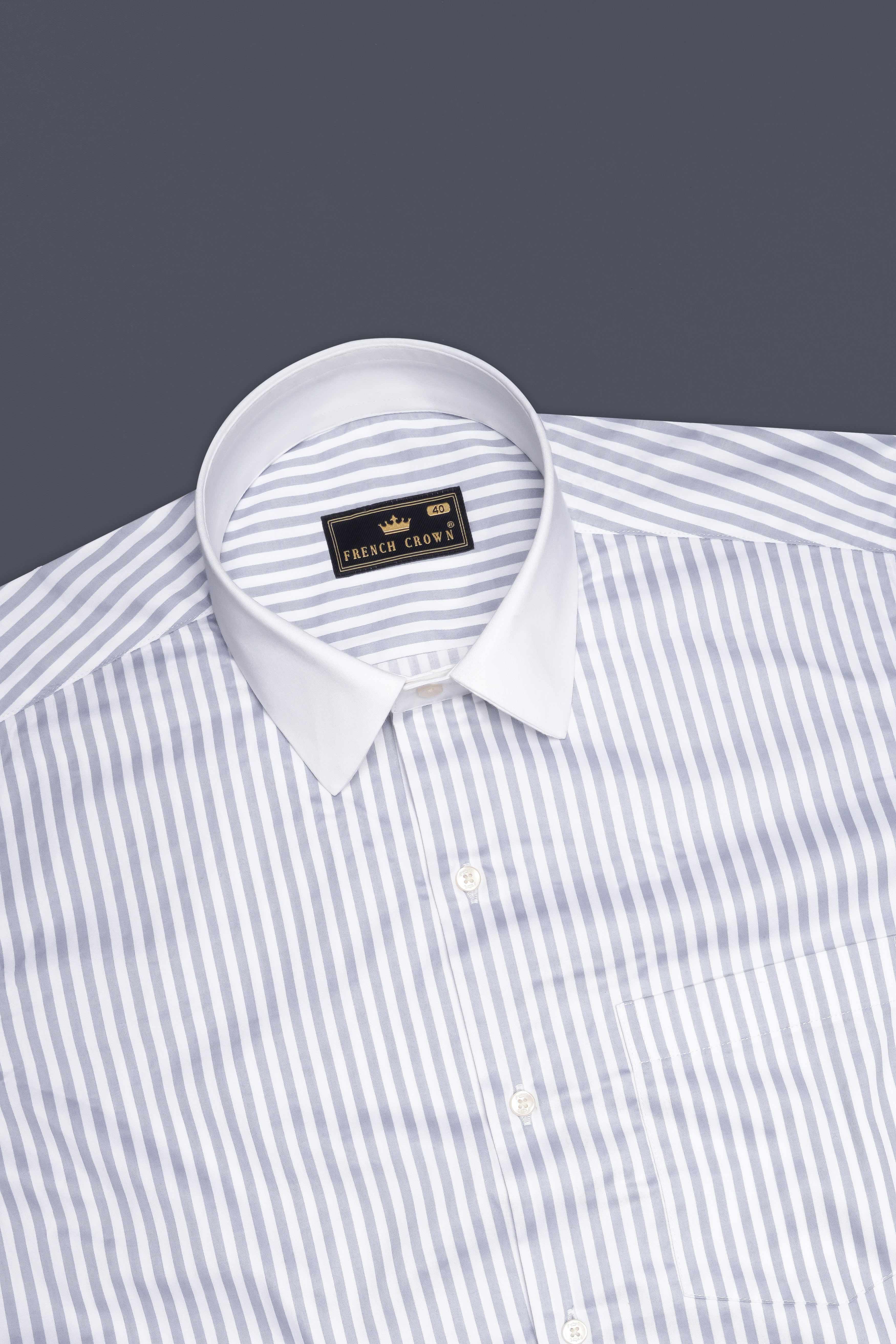 Strivaro-Aluminium Gray And Bright White Candy Striped Subtle Sheen Super Soft Premium Cotton Cuff Collar Dress Shirt 14017-WCC-38, 14017-WCC-H-38, 14017-WCC-39, 14017-WCC-H-39, 14017-WCC-40, 14017-WCC-H-40, 14017-WCC-42, 14017-WCC-H-42, 14017-WCC-44, 14017-WCC-H-44, 14017-WCC-46, 14017-WCC-H-46, 14017-WCC-48, 14017-WCC-H-48, 14017-WCC-50, 14017-WCC-H-50, 14017-WCC-52, 14017-WCC-H-52