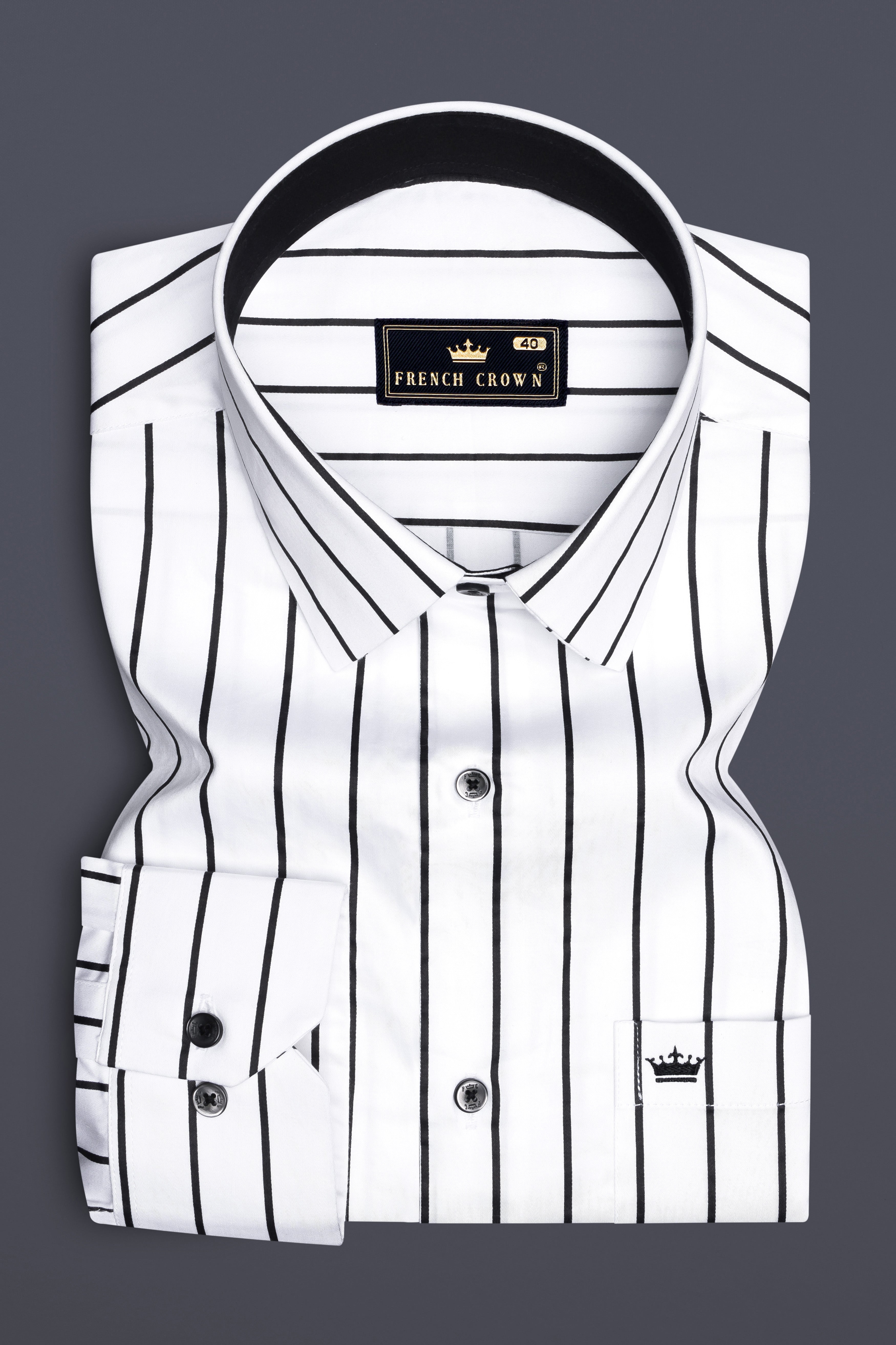 Nerbian-Bright White And Jade Black Pin Striped Subtle Sheen Super Soft Premium Cotton Dress Shirt