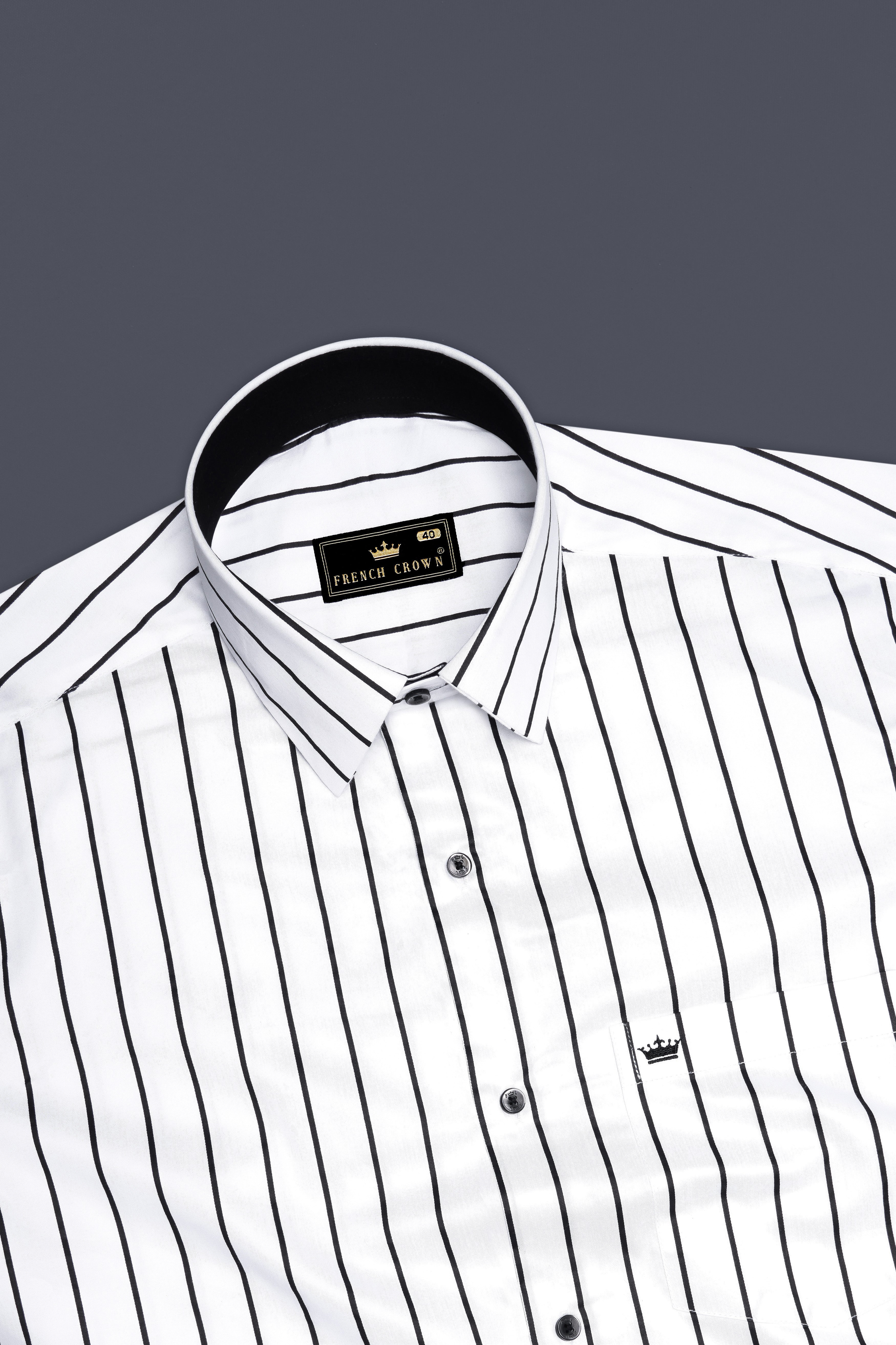 Nerbian-Bright White And Jade Black Pin Striped Subtle Sheen Super Soft Premium Cotton Dress Shirt