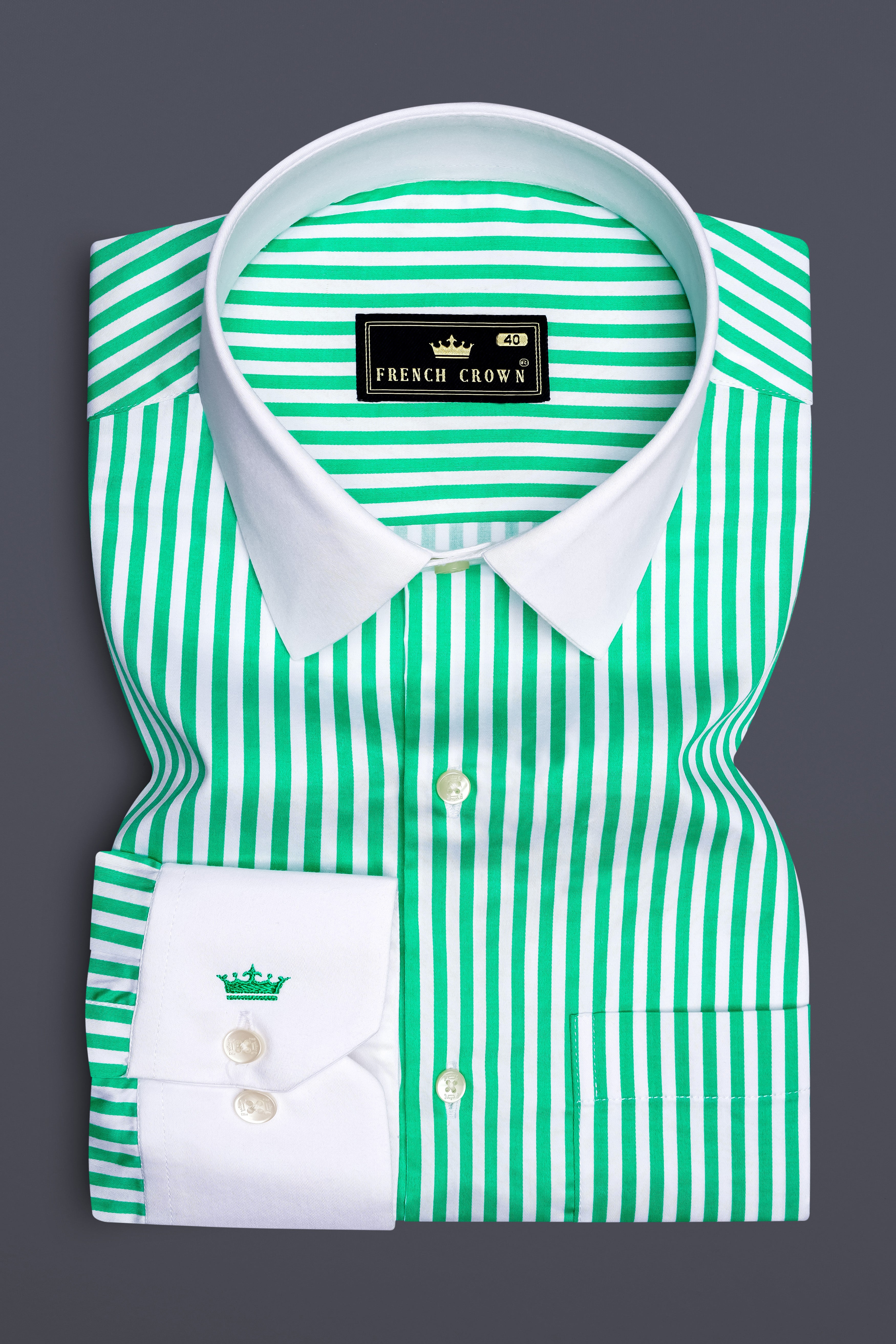 Virenza-Tealish Green And Bright White Candy Striped Subtle Sheen Super Soft Premium Cotton Cuff Collar Dress Shirt 14022-WCC-38, 14022-WCC-H-38, 14022-WCC-39, 14022-WCC-H-39, 14022-WCC-40, 14022-WCC-H-40, 14022-WCC-42, 14022-WCC-H-42, 14022-WCC-44, 14022-WCC-H-44, 14022-WCC-46, 14022-WCC-H-46, 14022-WCC-48, 14022-WCC-H-48, 14022-WCC-50, 14022-WCC-H-50, 14022-WCC-52, 14022-WCC-H-52
