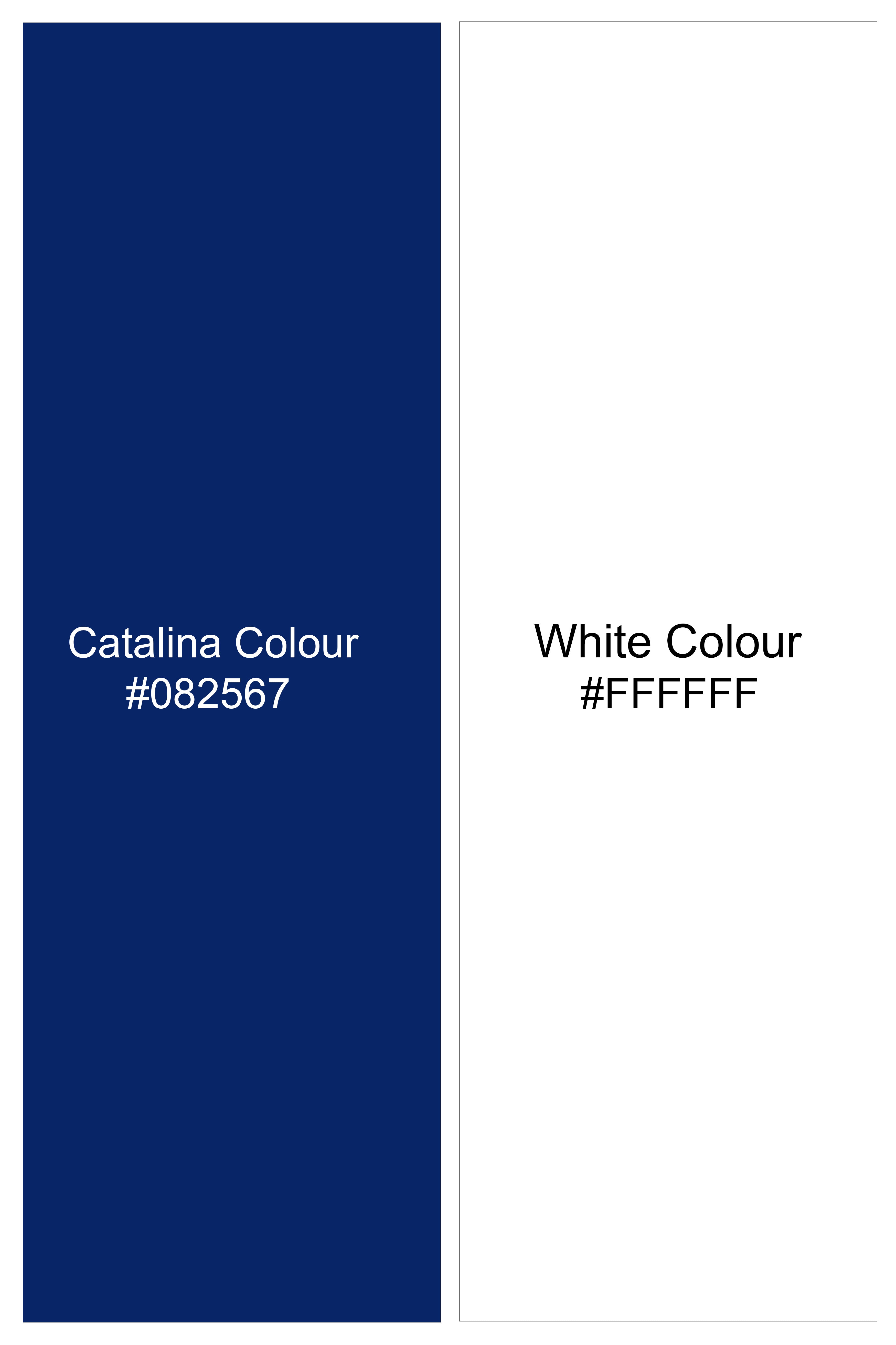 Azzorio-Catalina Blue And Bright White Candy Striped Subtle Sheen Super Soft Premium Cotton Cuff Collar Dress Shirt