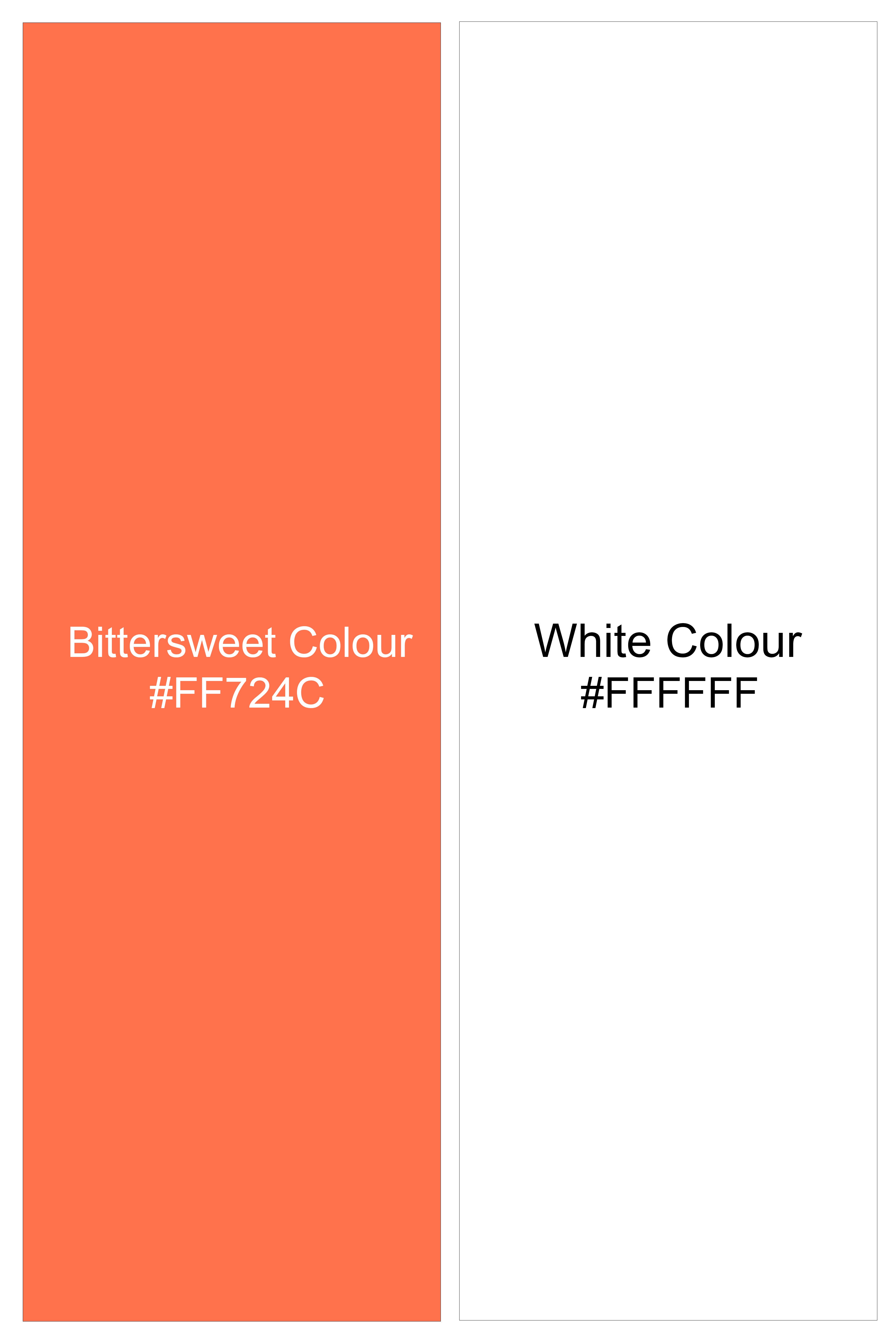 Arancio-Bittersweet Orange And Bright White Candy Striped Subtle Sheen Super Soft Premium Cotton Dress Shirt
