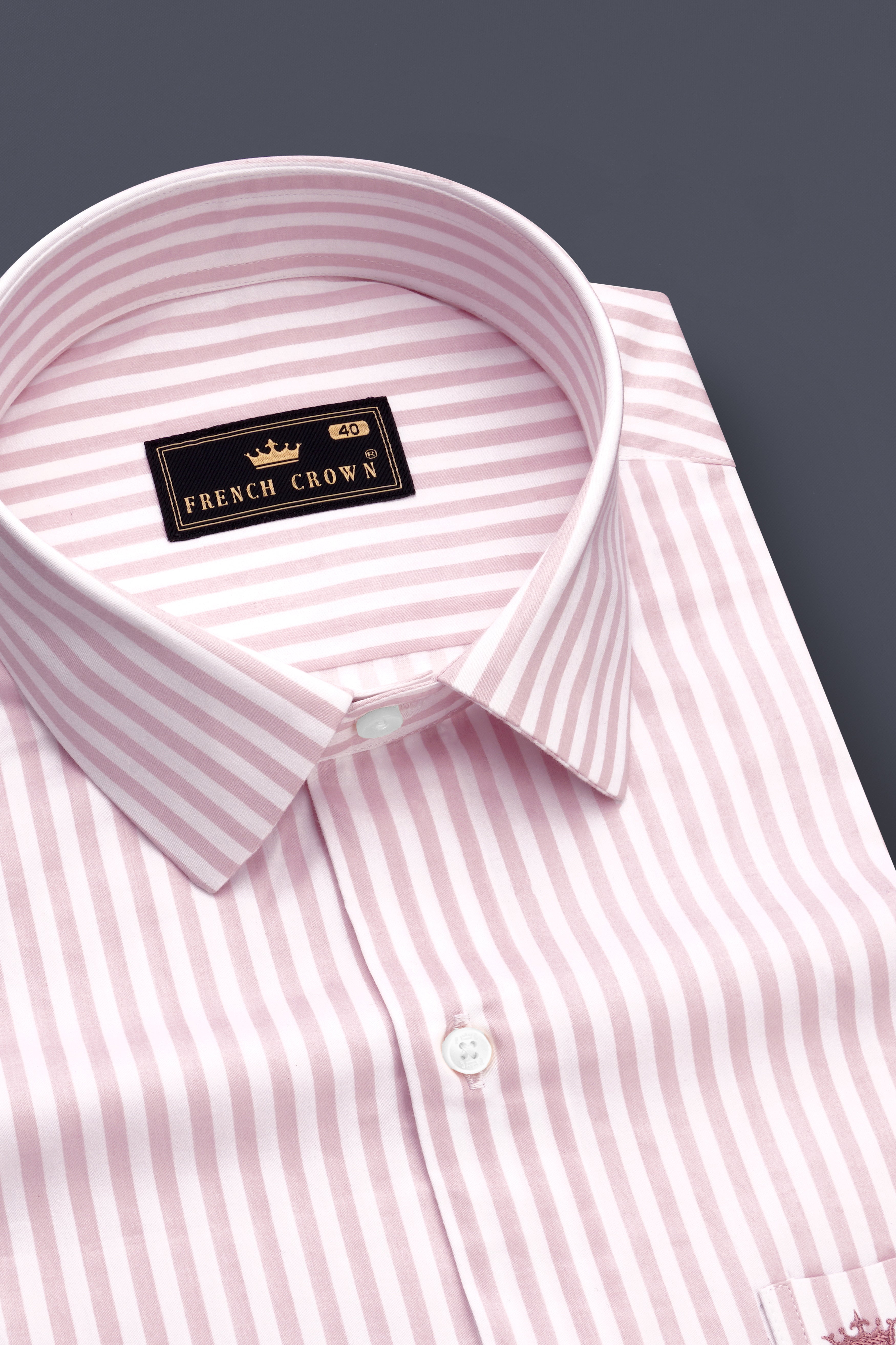 Strivaro-Oriental Pink And Bright White Candy Striped Subtle Sheen Super Soft Premium Cotton Dress Shirt