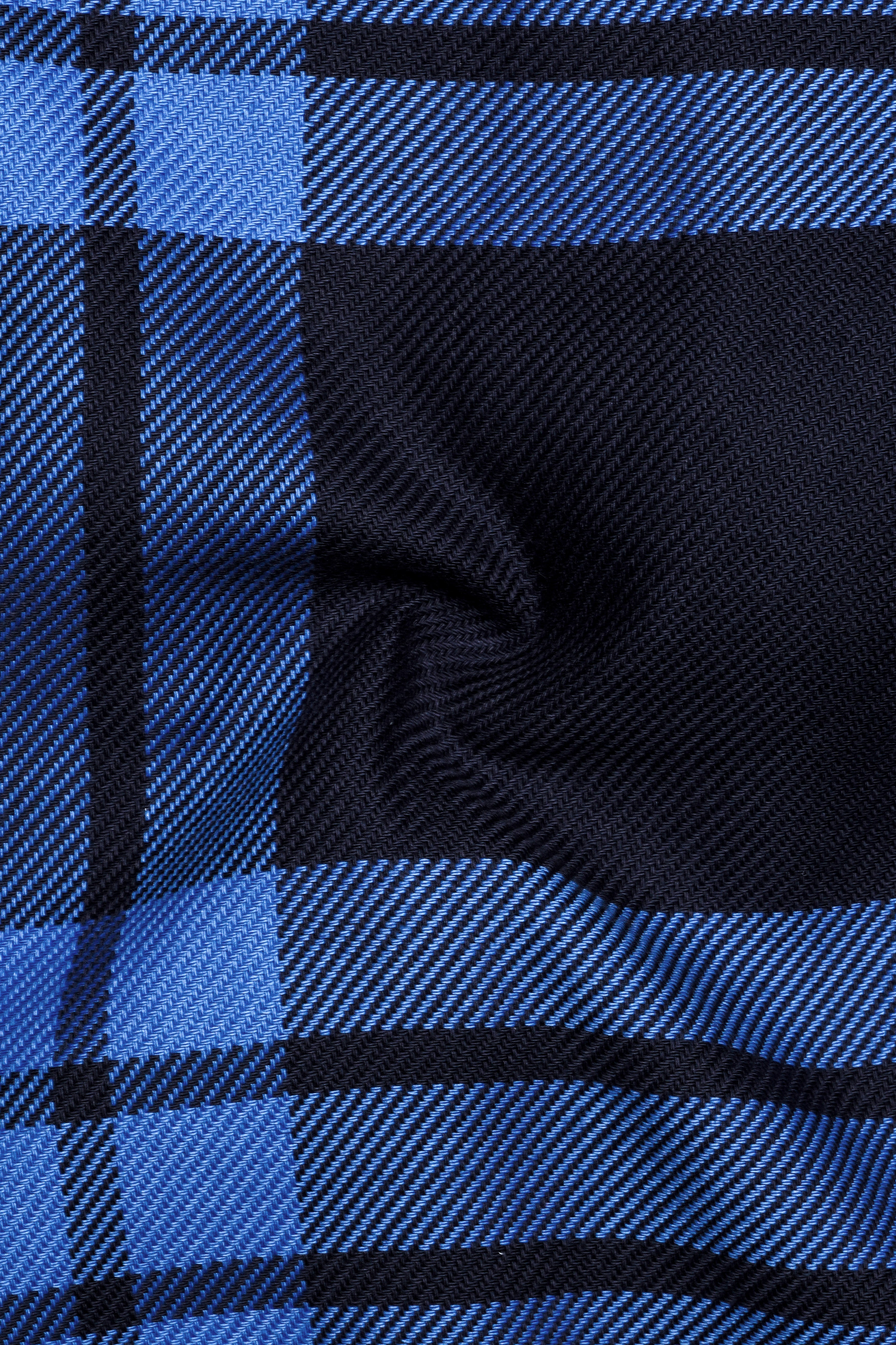 Ironoro-Glaucous Blue And Thunder Plaid Twill Heavyweight Designer Ovesrhirt/Shacket