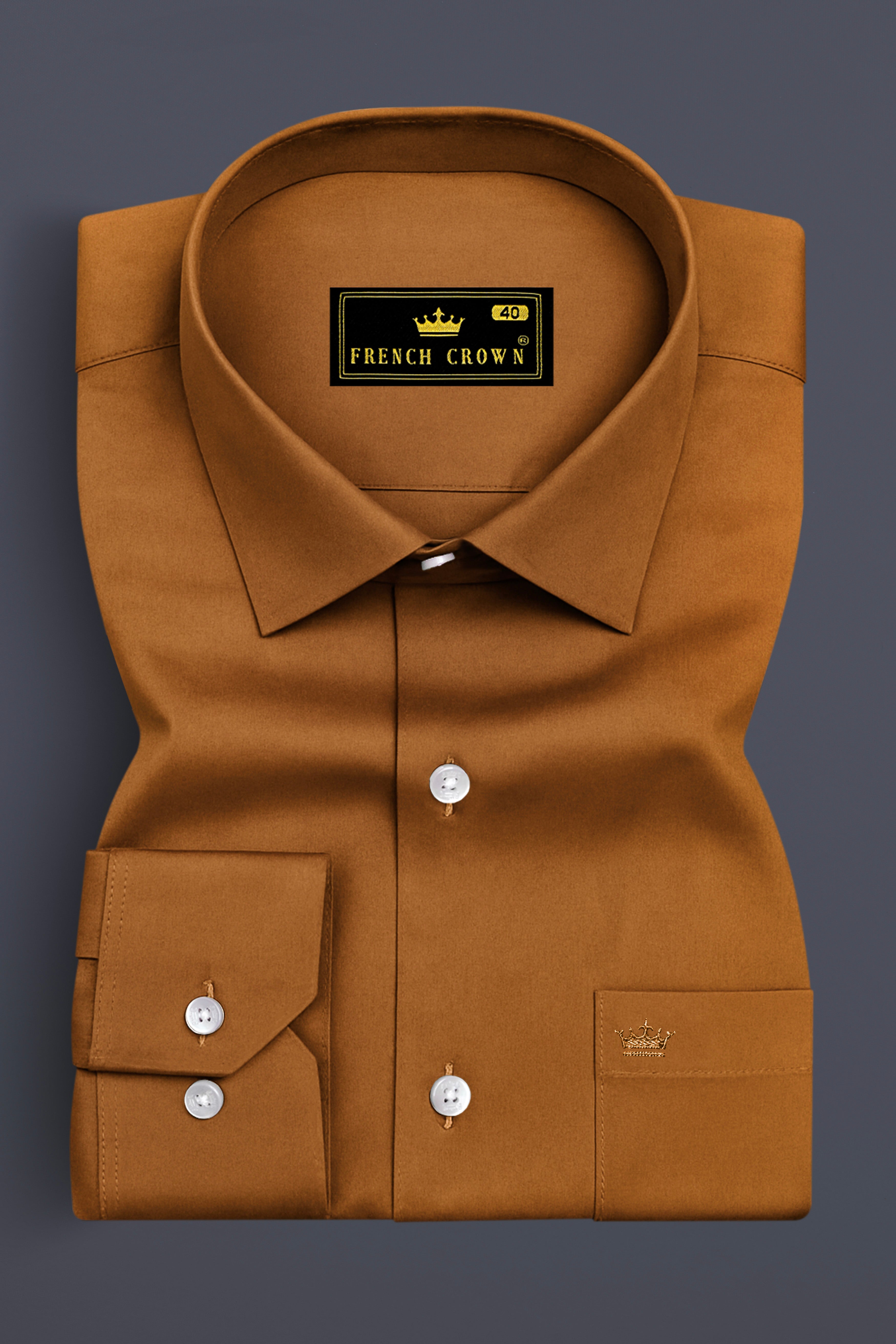 Lustran-Sienna Brown Subtle Sheen Super Soft Premium Cotton Dress Shirt