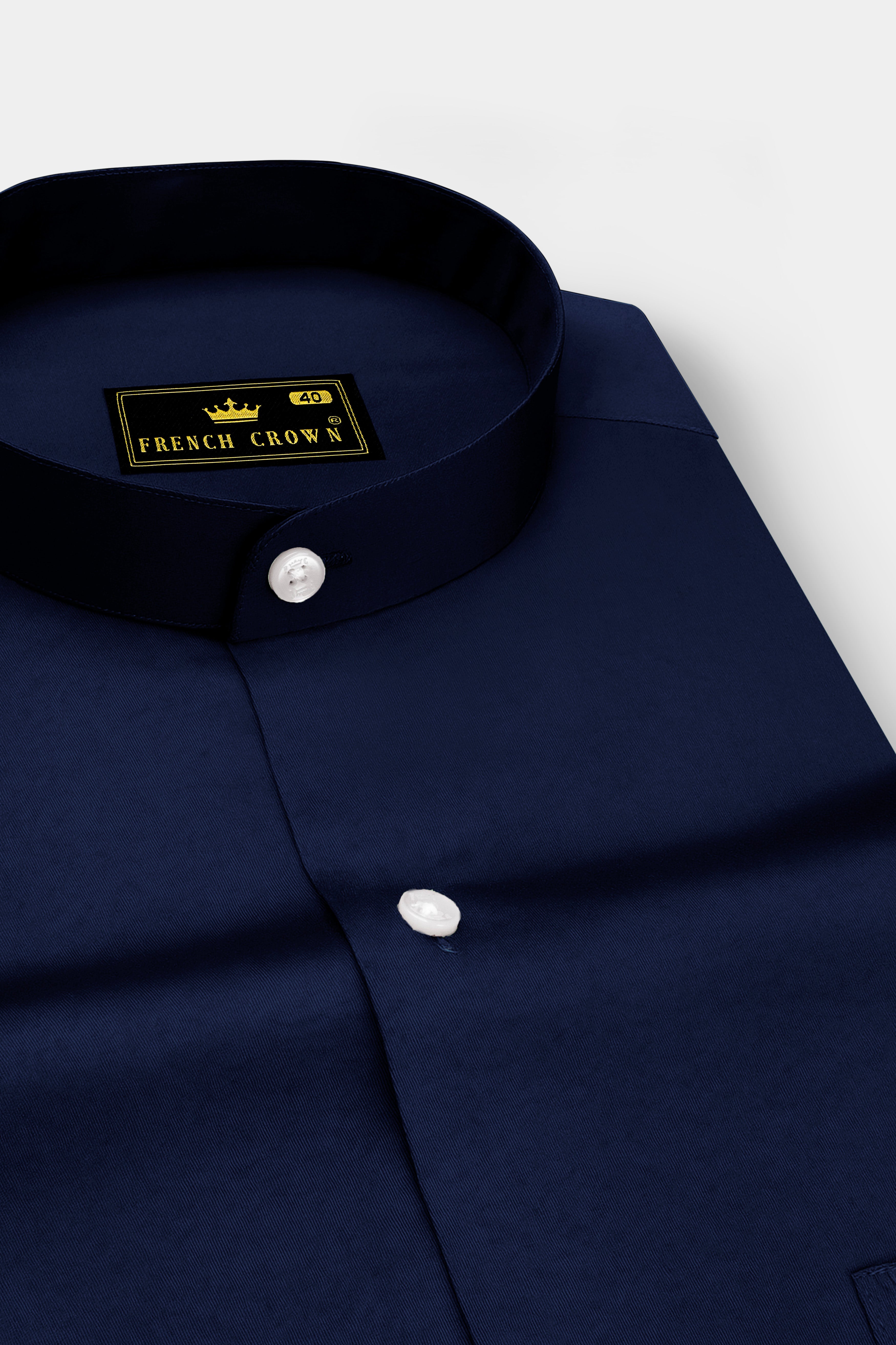 Bluvoro-Mirage Blue Subtle Sheen Super Soft Premium Cotton Mandarin Shirt
