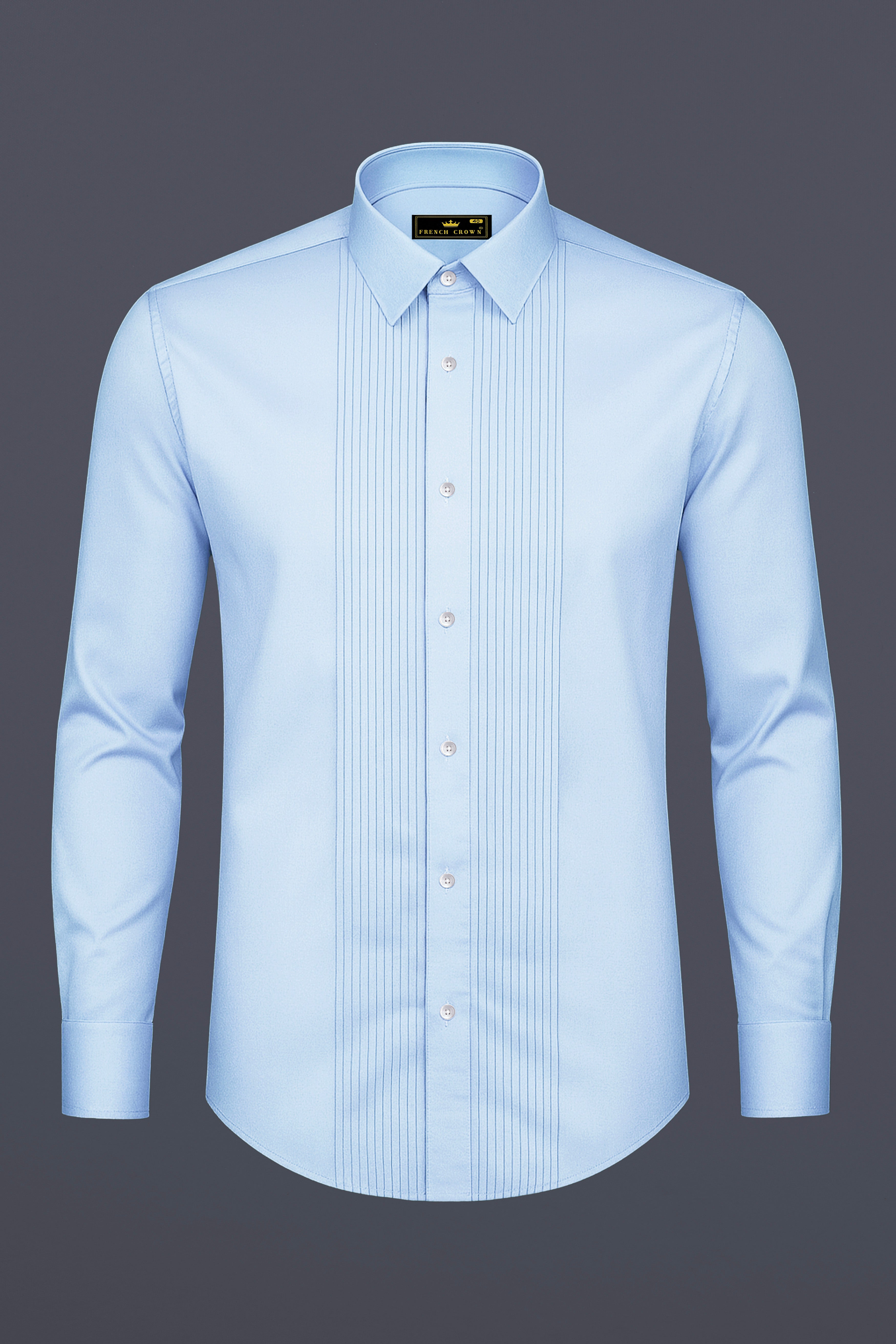 Bluessenza-Cornflower Blue Subtle Sheen Super Soft Premium Cotton Tuxedo Shirt