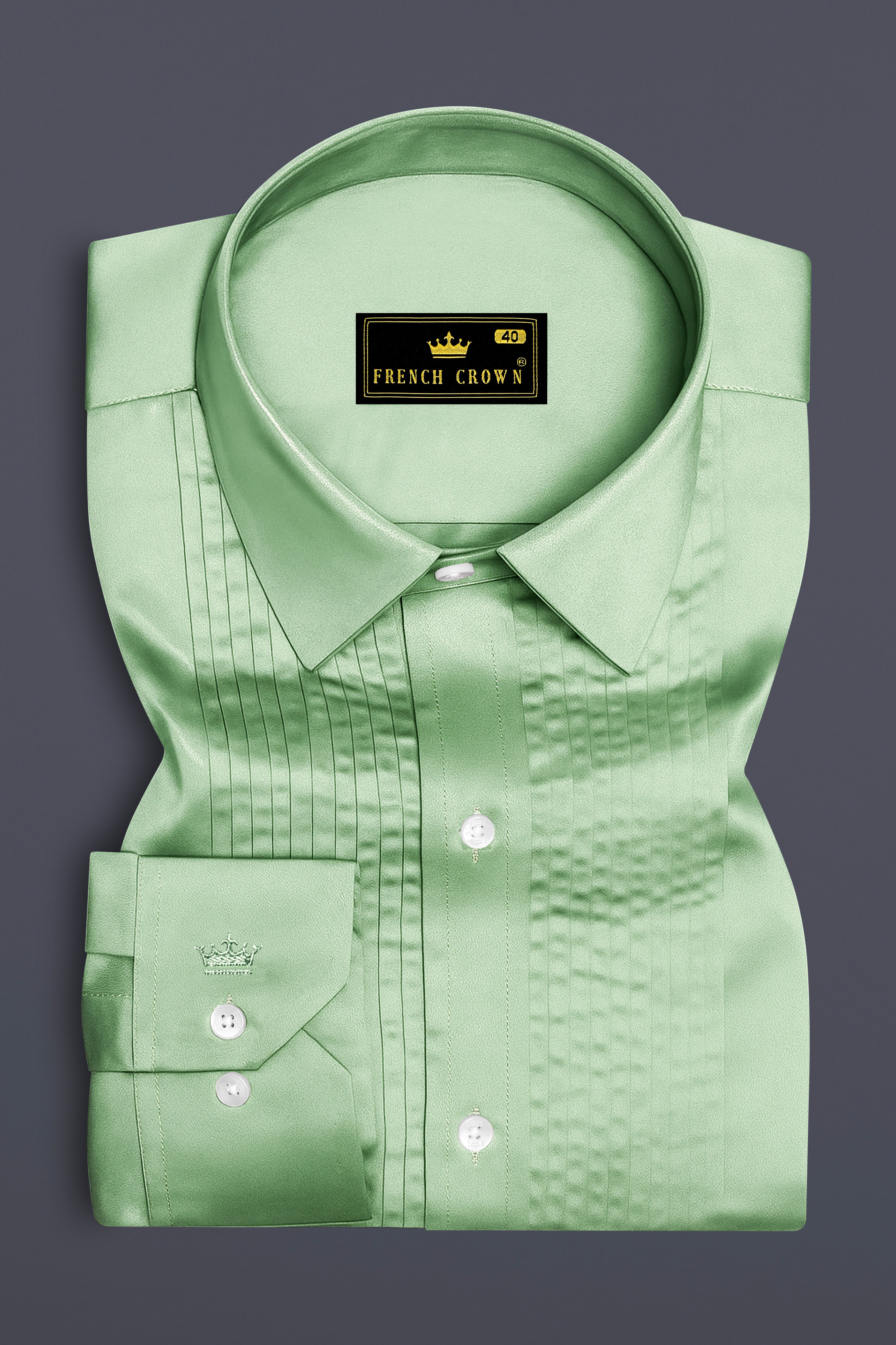 Verdoro-Oxley Green Subtle Sheen Super Soft Premium Cotton Tuxedo Shirt