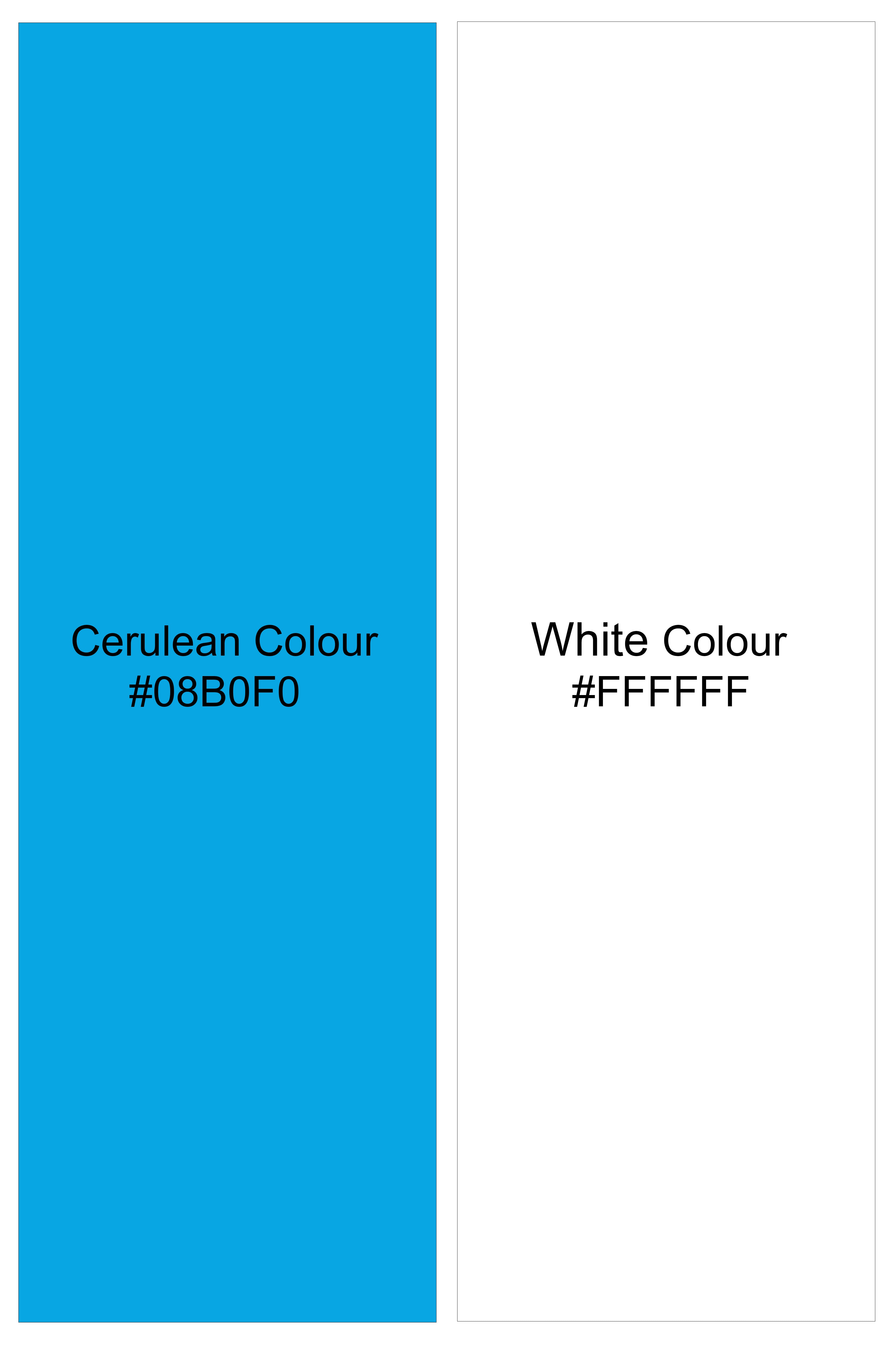 Aureline-Cerulean Blue And Bright White Candy Striped Super Soft Premium Cotton Dress Shirt