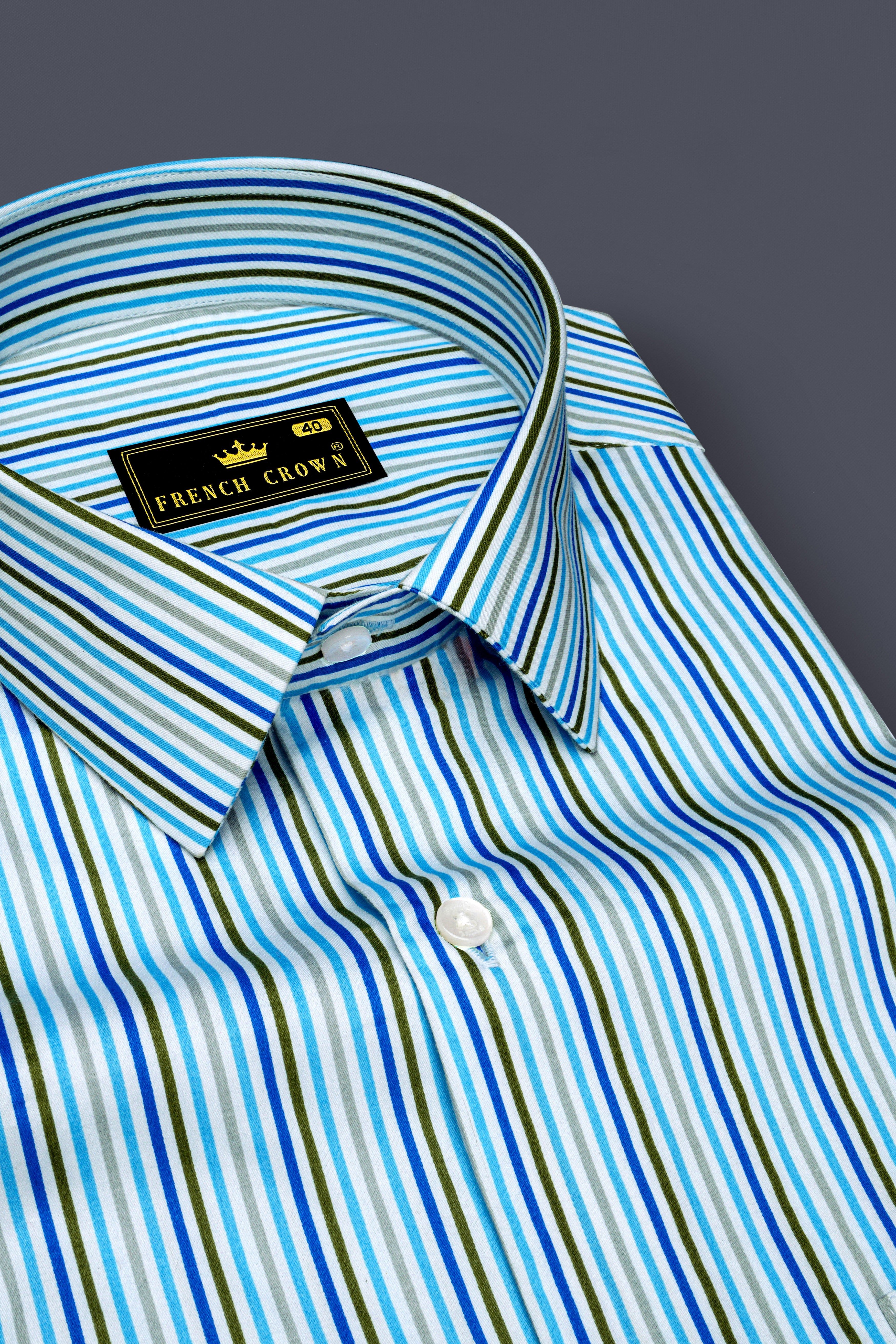 Aradovo-Viking Blue Aradonis Multicolour Striped Subtle Sheen Super Soft Premium Cotton Dress Shirt