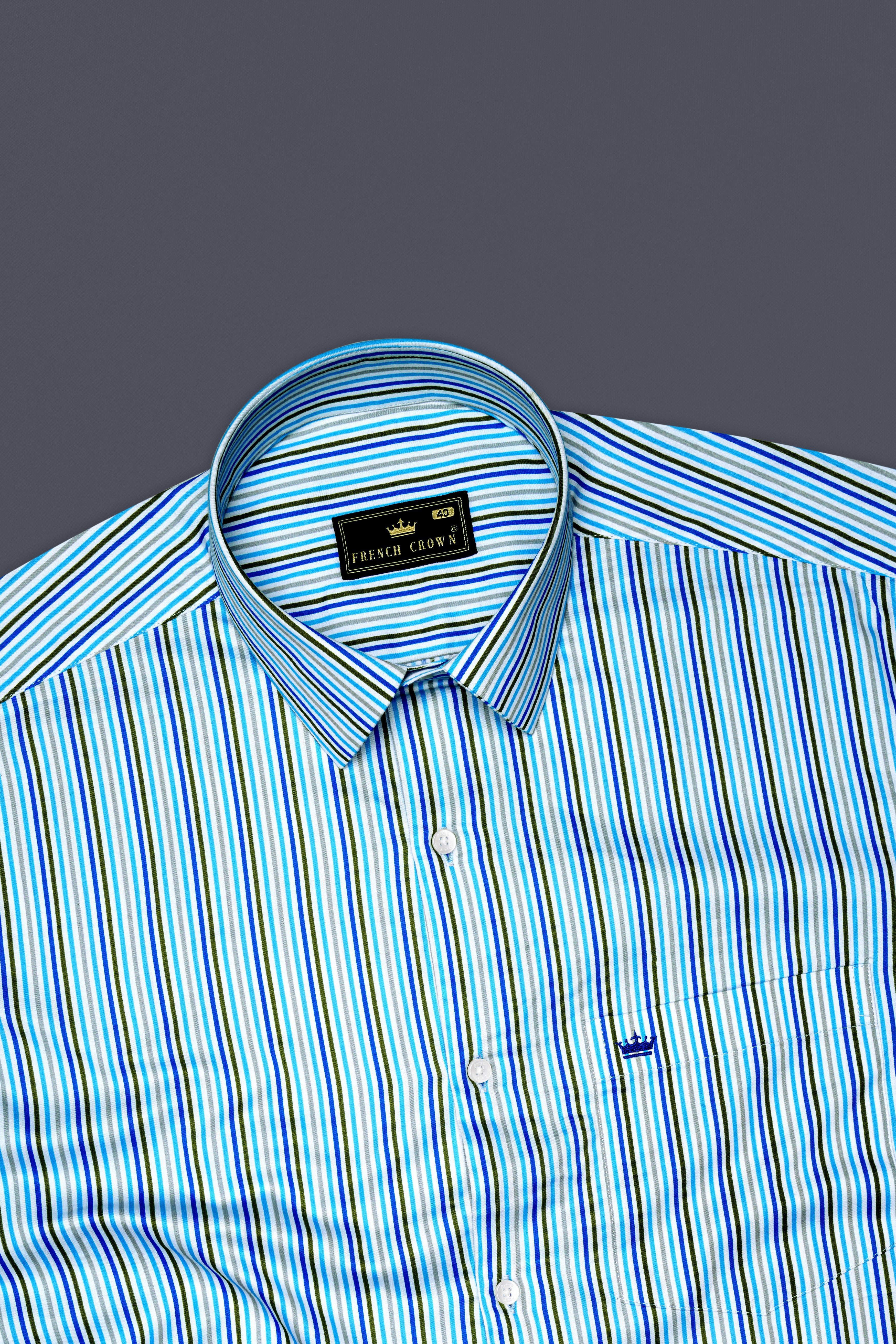 Aradovo-Viking Blue Aradonis Multicolour Striped Subtle Sheen Super Soft Premium Cotton Dress Shirt