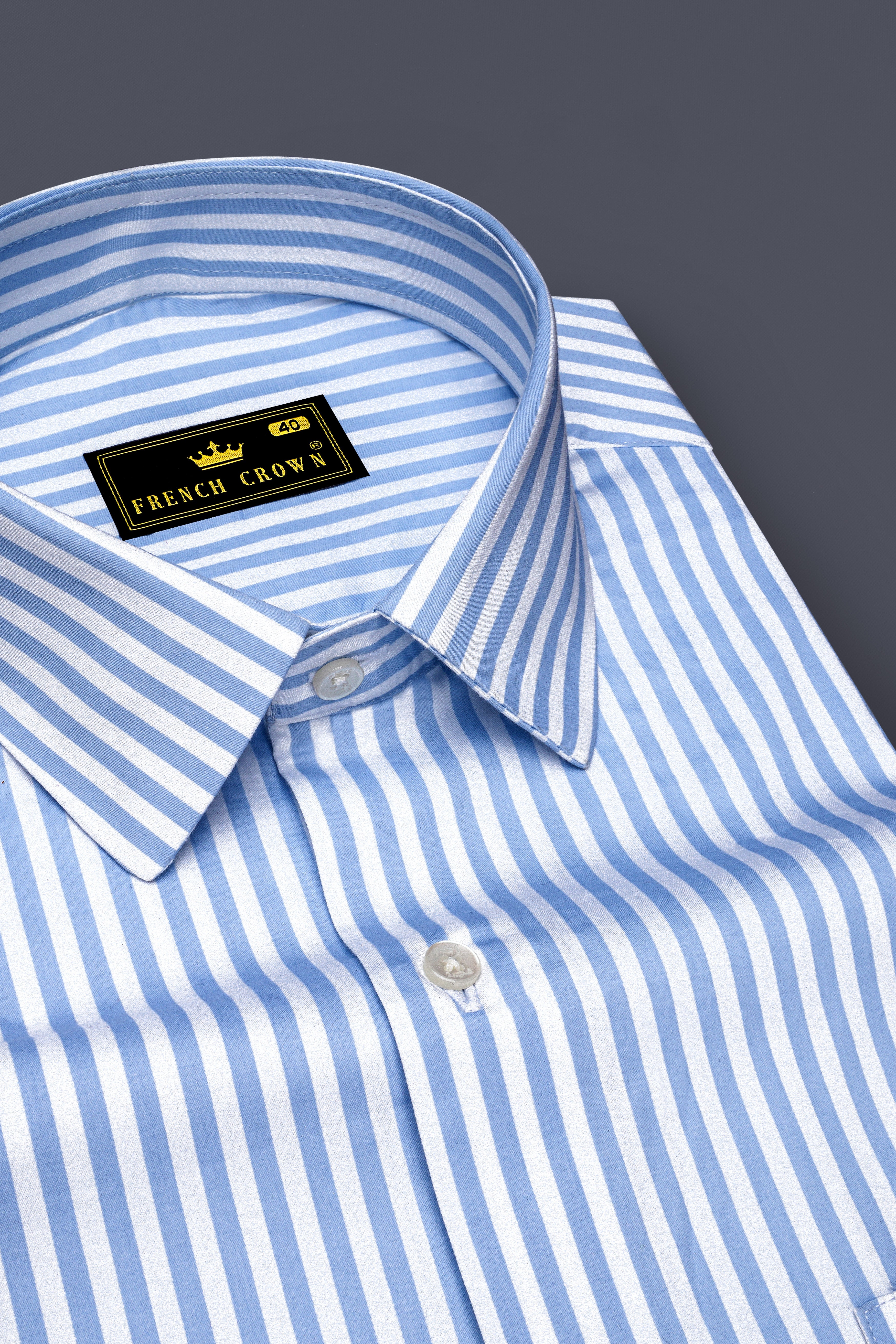 Ceruloro-Glacier Blue And Bright White Candy Striped Subtle Sheen Super Soft Premium Cotton Dress Shirt