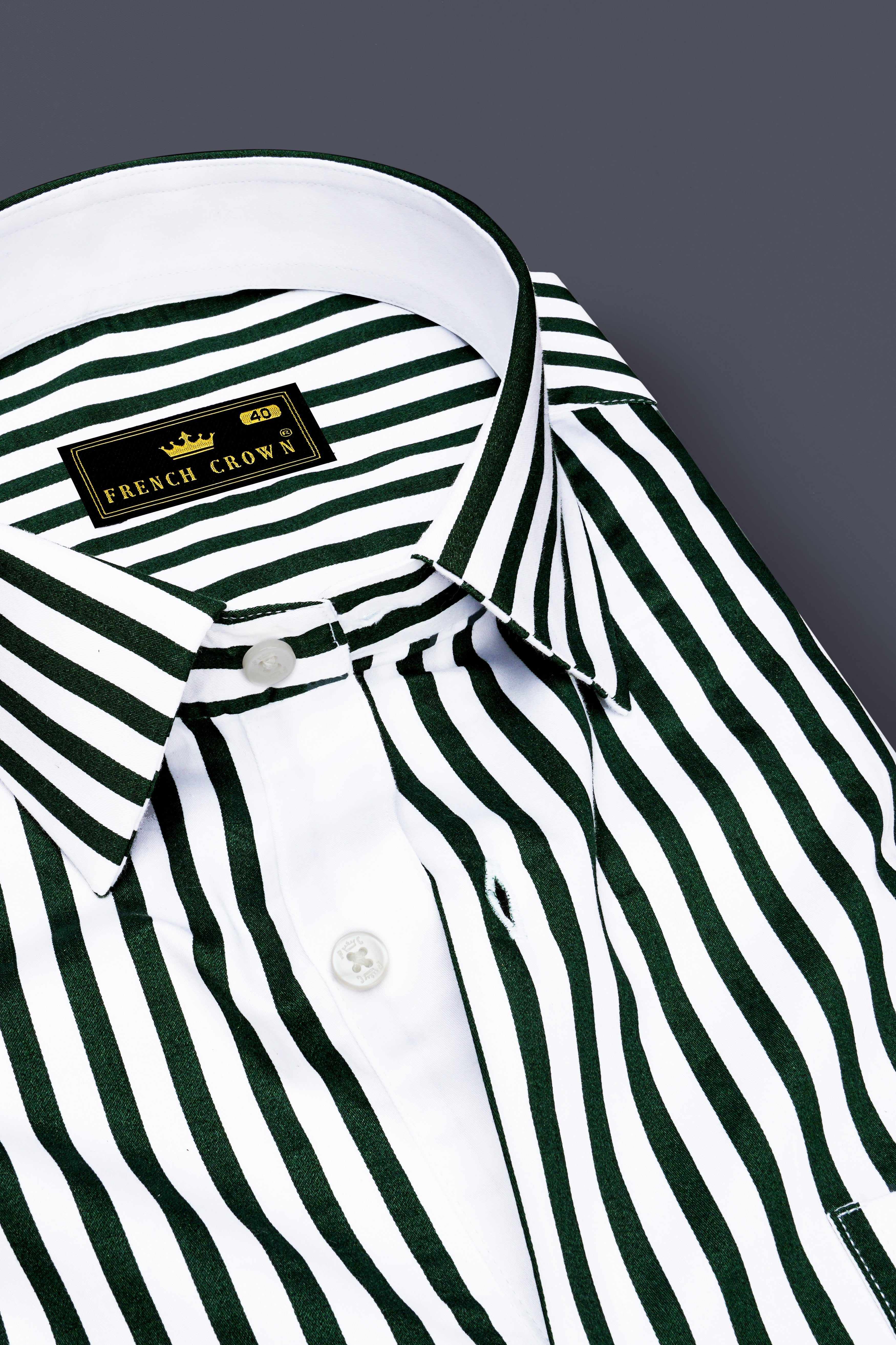Thalvoro-Phthalo Green And Bright White Candy Striped Super Soft Premium Cotton Dress Shirt