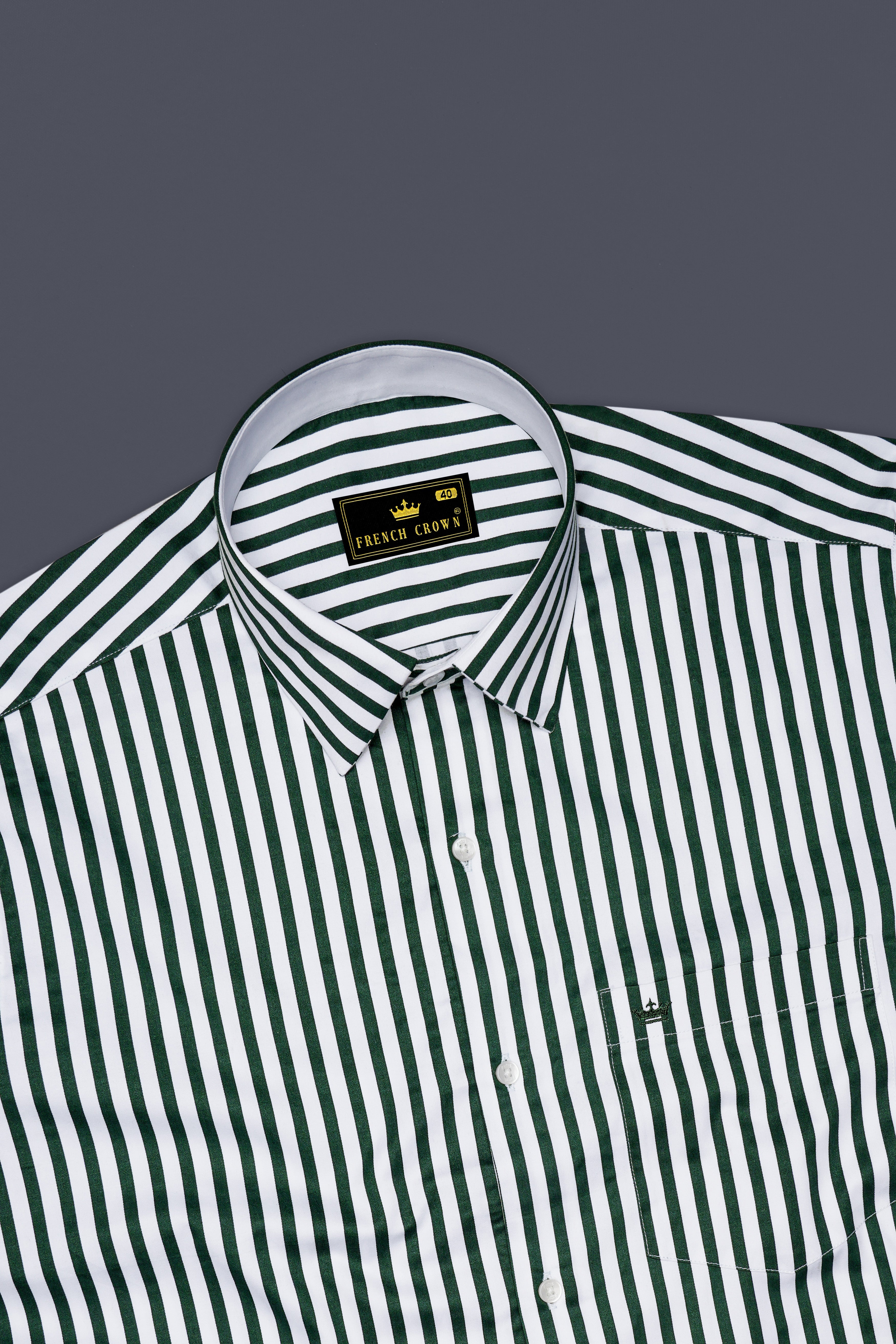 Thalvoro-Phthalo Green And Bright White Candy Striped Super Soft Premium Cotton Dress Shirt
