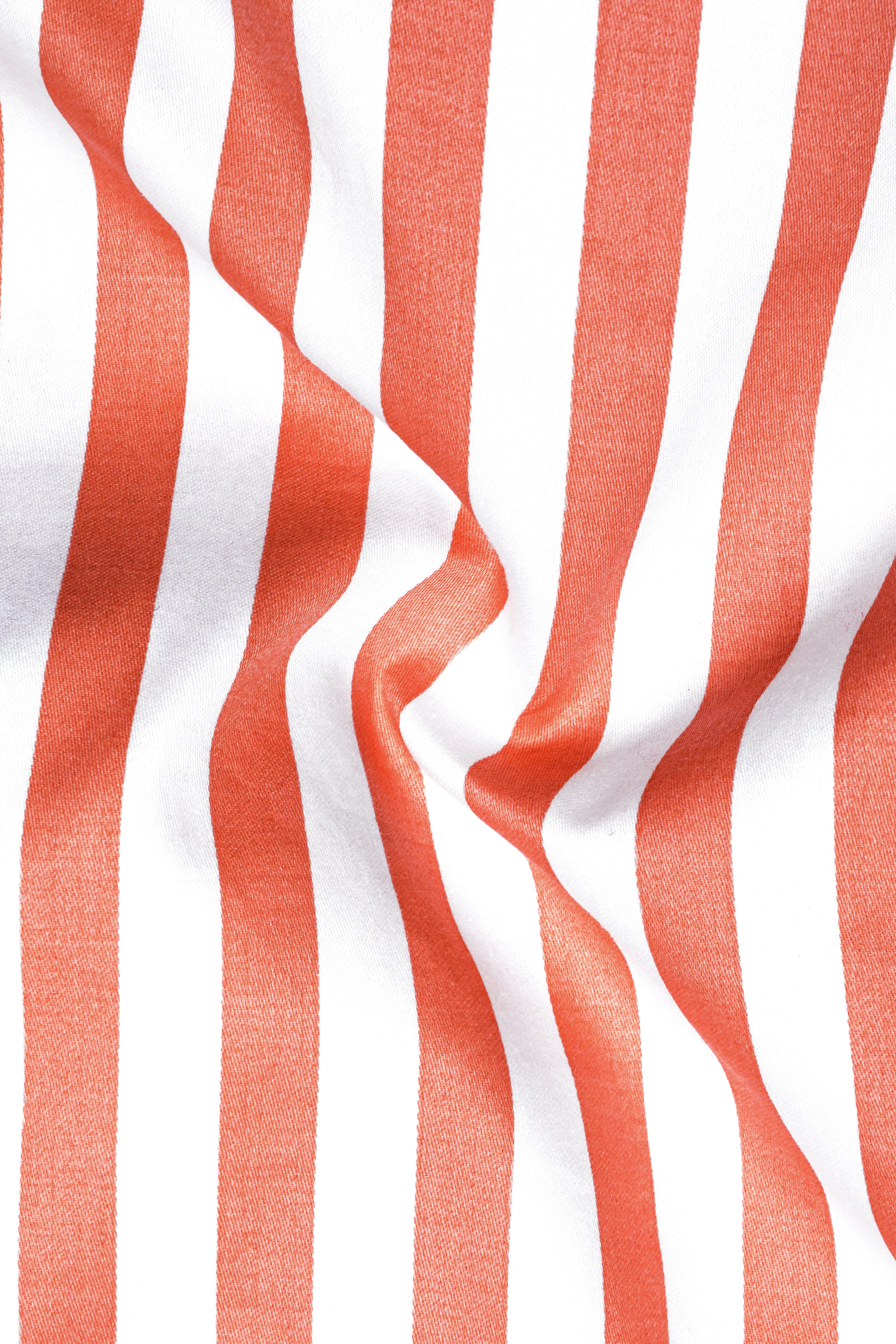 Strivaro-Apricot Peach And Bright White Awning Striped Subtle Sheen Super Soft Premium Cotton Dress Shirt