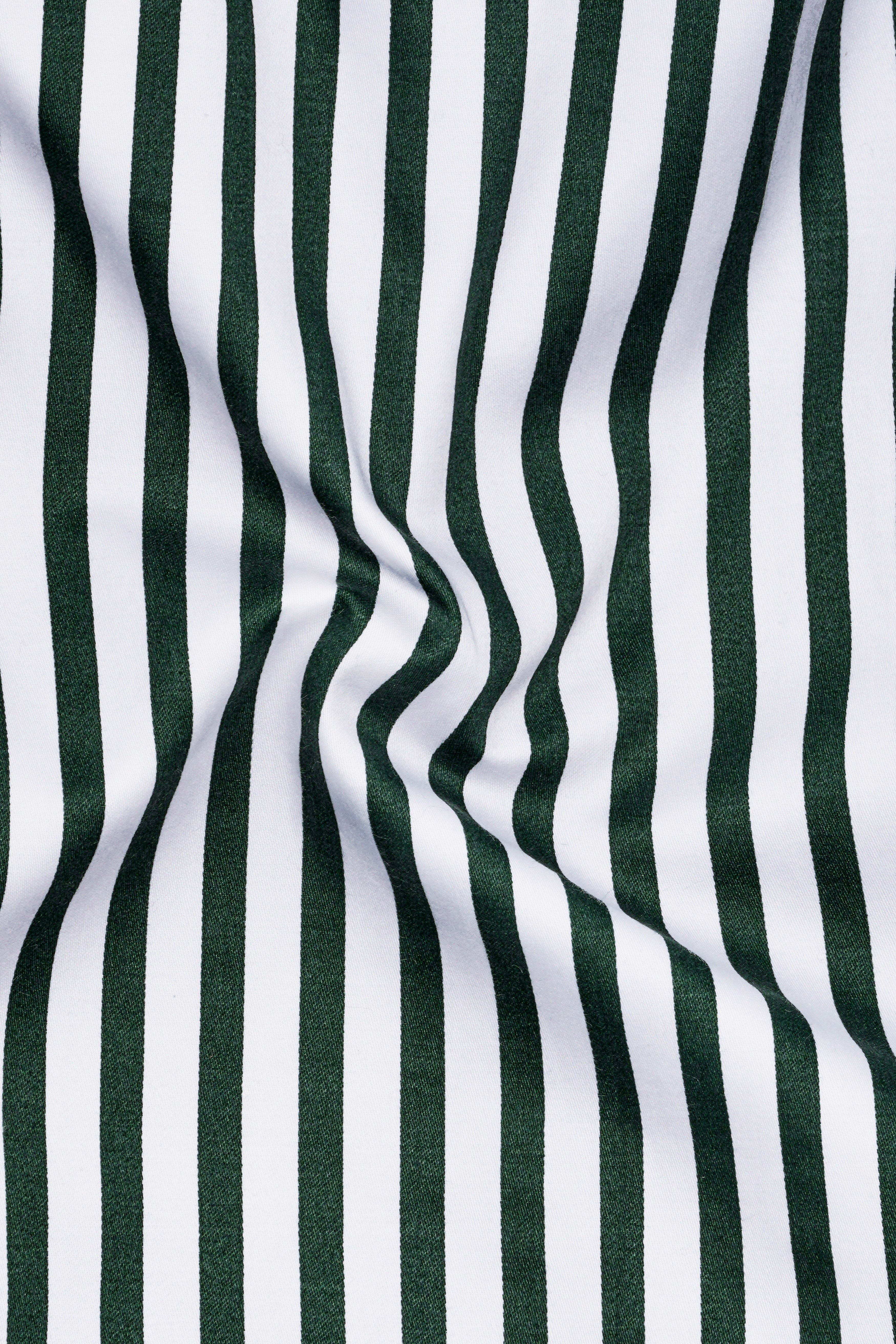 Thalvoro-Phthalo Green And Bright White Candy Striped Super Soft Premium Cotton Formal White Cuff Collar Shirt