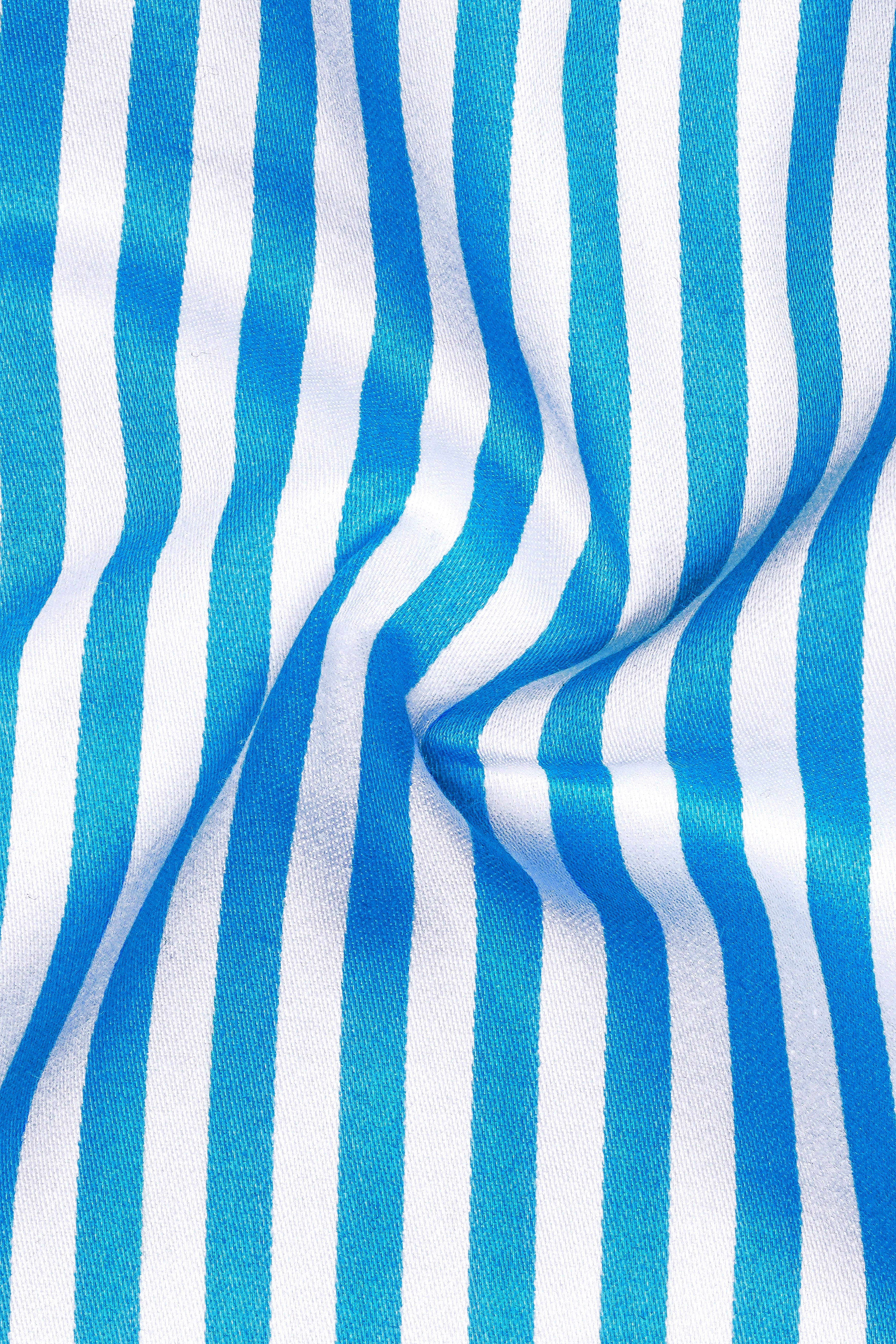 Aureline-Cerulean Blue And Bright White Candy Striped Subtle Sheen Super Soft Premium Cotton Dress Shirt