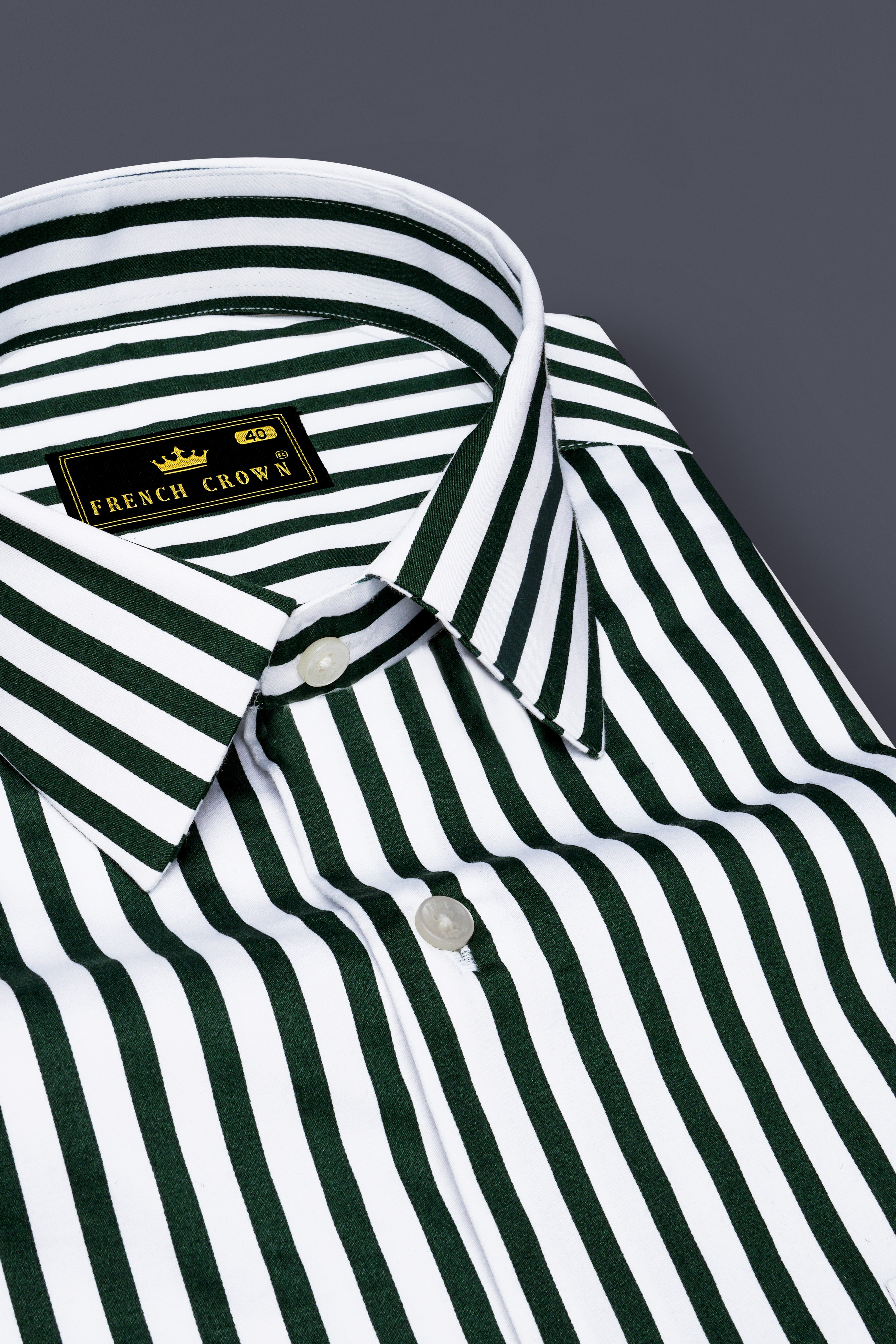 Thalvoro-Phthalo Green And Bright White Candy Striped Subtle Sheen Super Soft Premium Cotton Dress Shirt