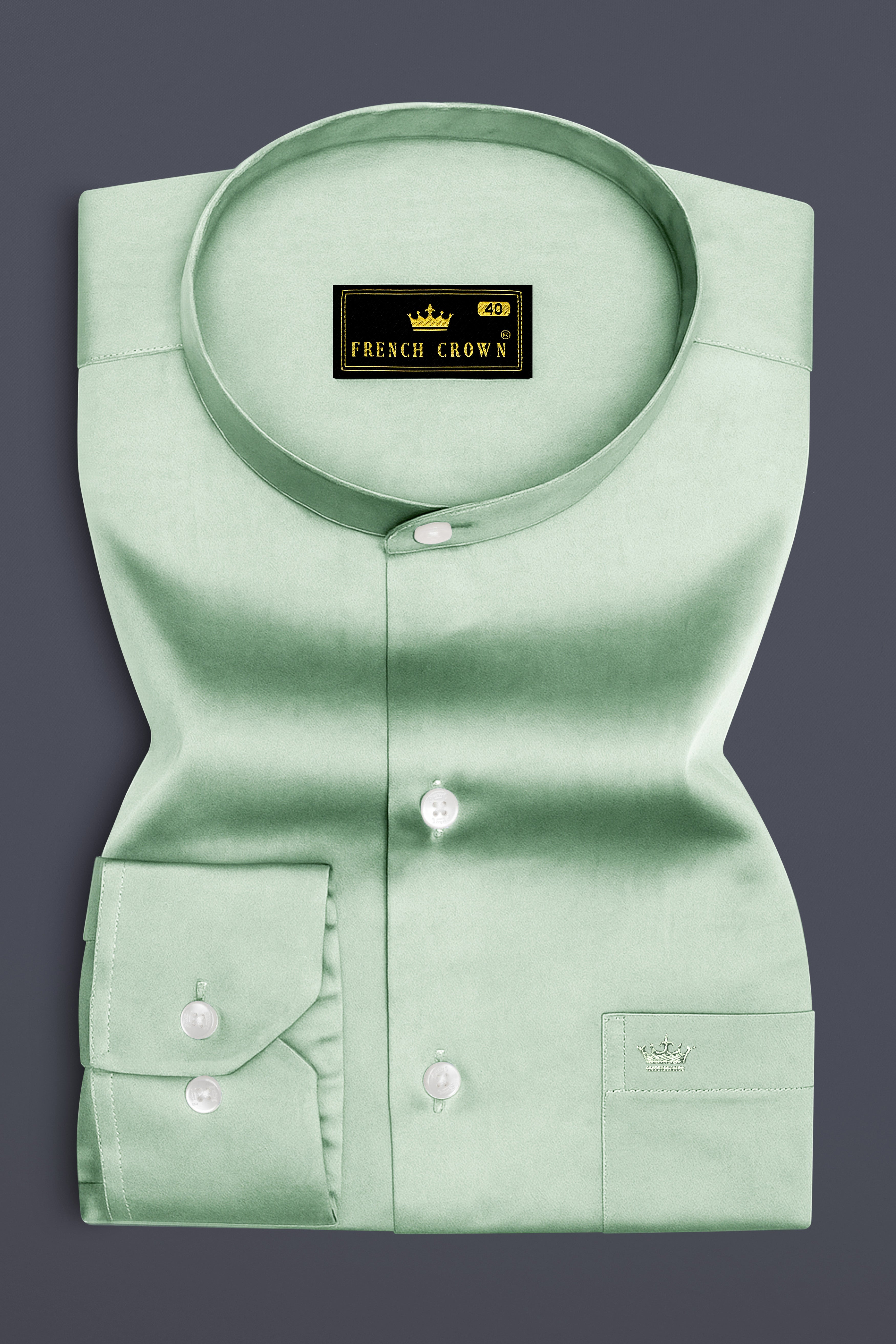 Verdoro-Spring Green Subtle Sheen Super Soft Premium Cotton Mandarin Shirt