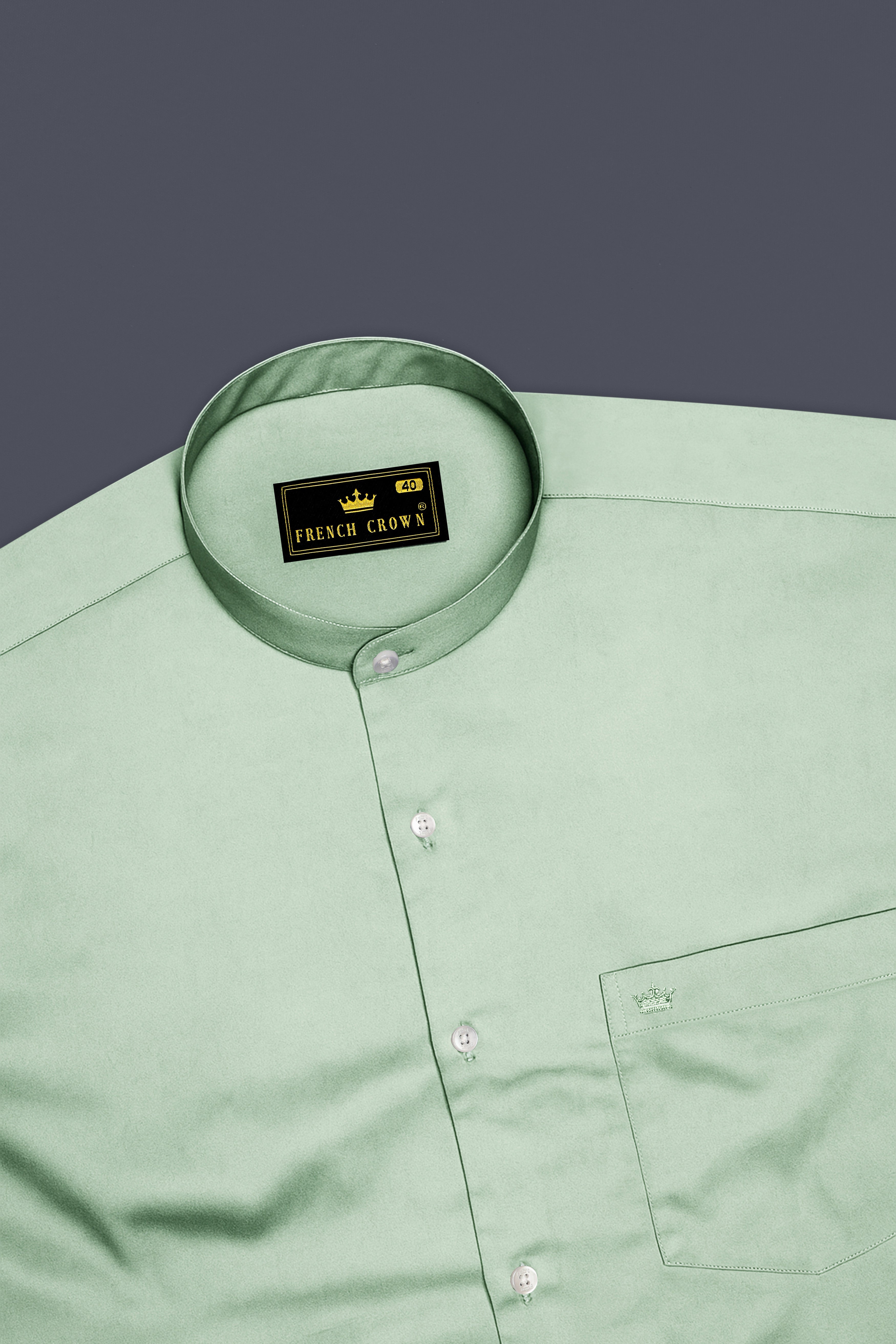 Verdoro-Spring Green Subtle Sheen Super Soft Premium Cotton Mandarin Shirt