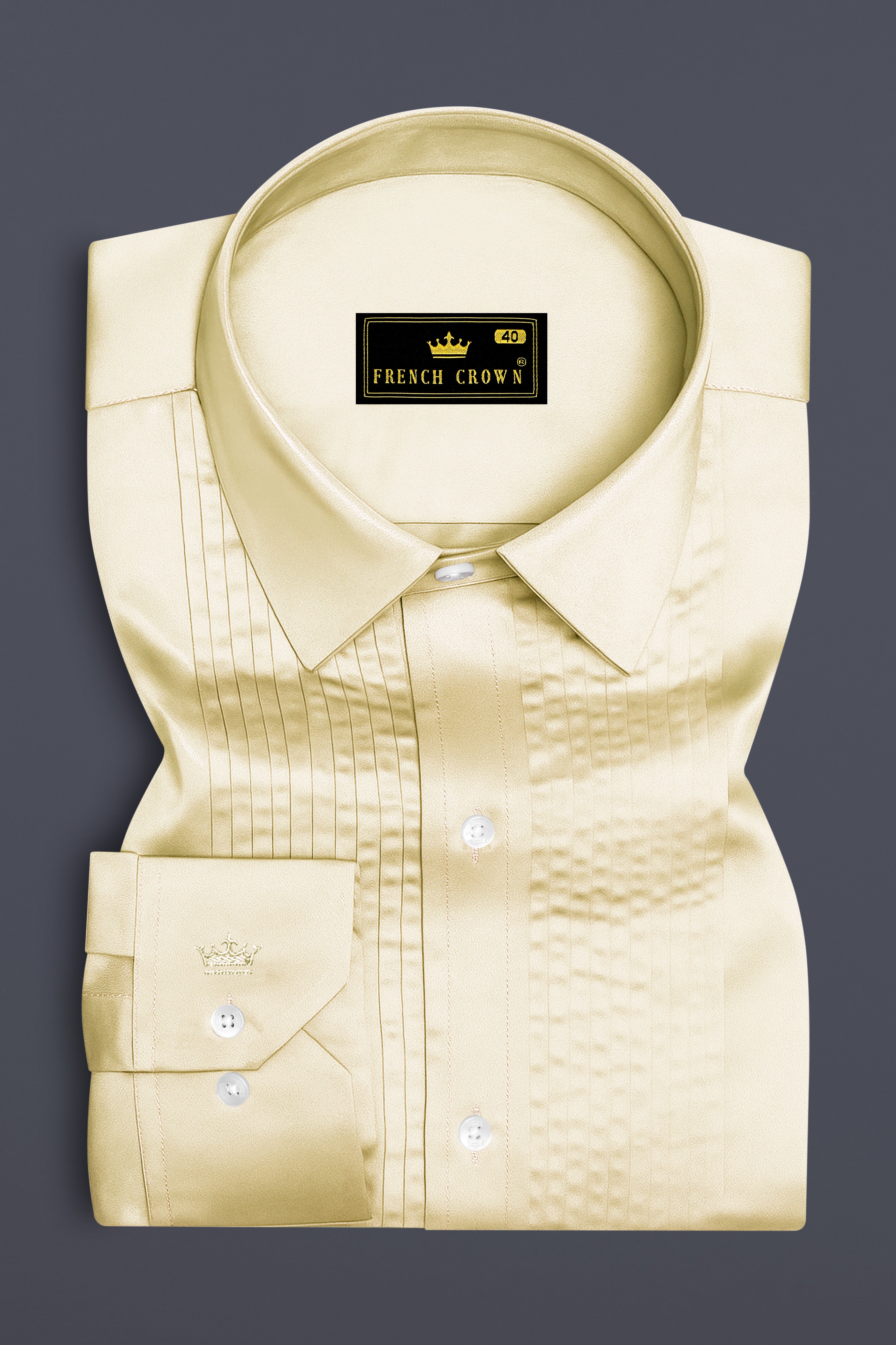 Aurewheat-Wheatfield Cream Subtle Sheen Super Soft Premium Cotton Tuxedo Shirt