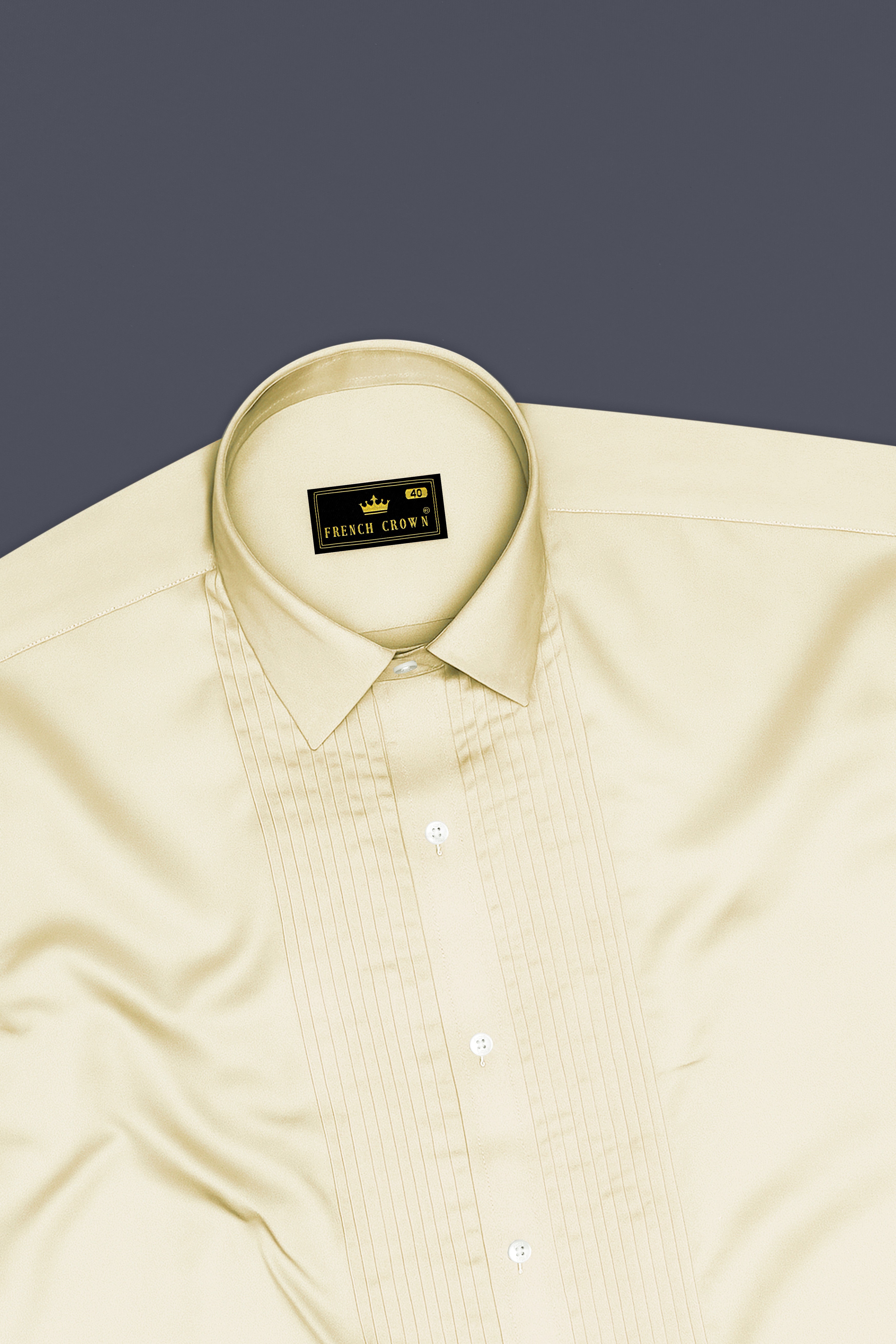Aurewheat-Wheatfield Cream Subtle Sheen Super Soft Premium Cotton Tuxedo Shirt
