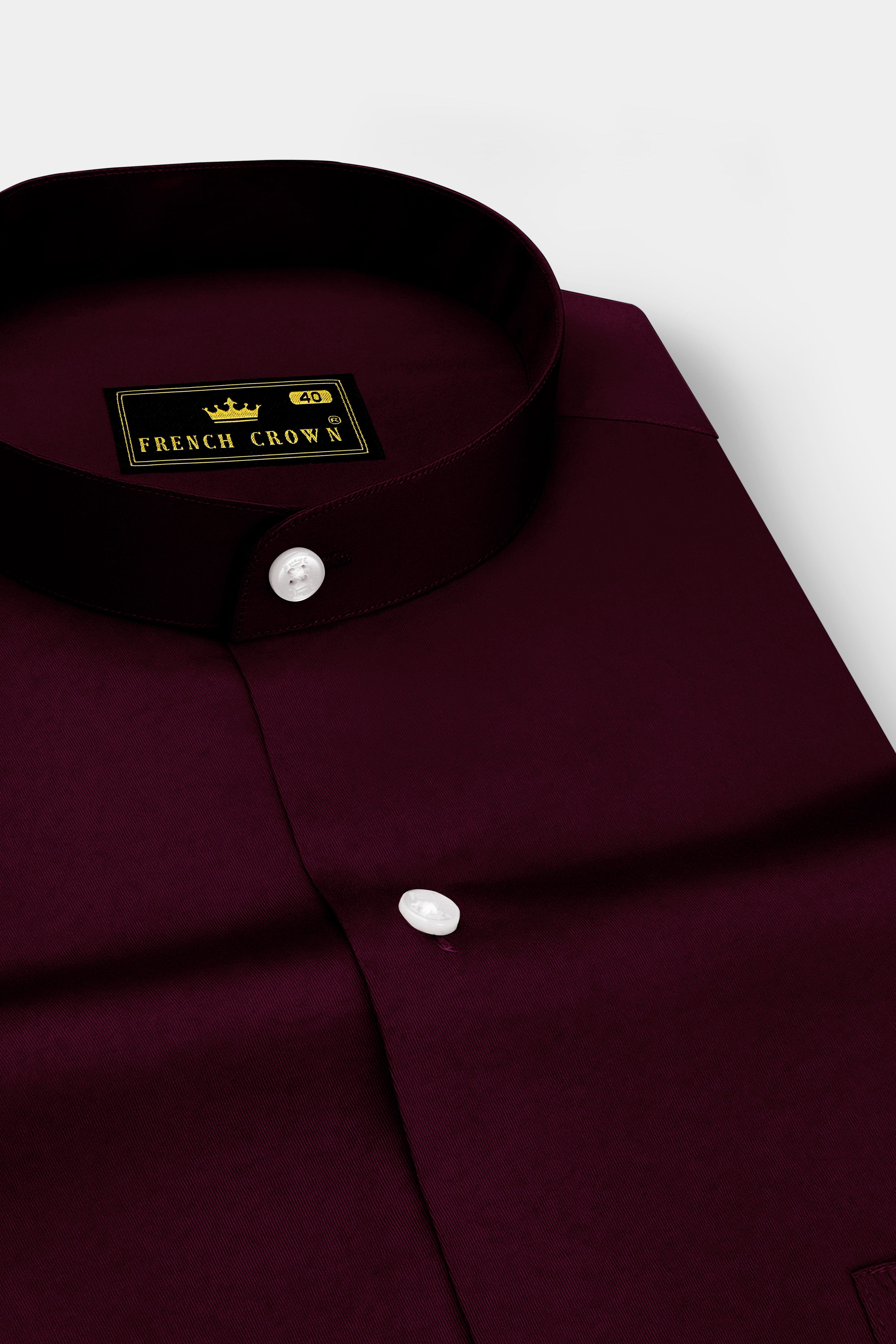 Lustravo-Tamarind Maroon Subtle Sheen Super Soft Premium Cotton Mandarin Shirt