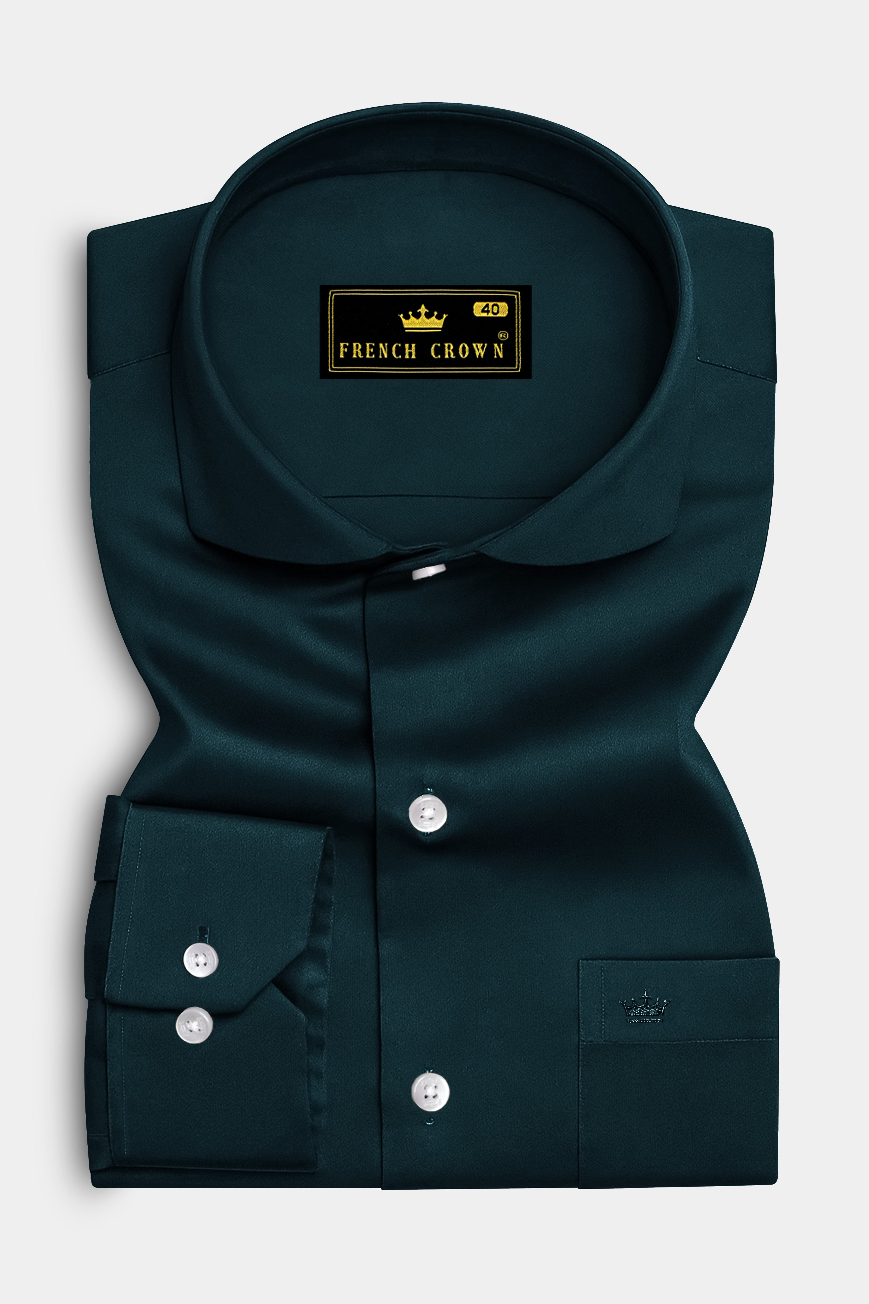 Aureburn-Burnham Green Subtle Sheen Super Soft Premium Cotton Cut Away Collar Dress Shirt