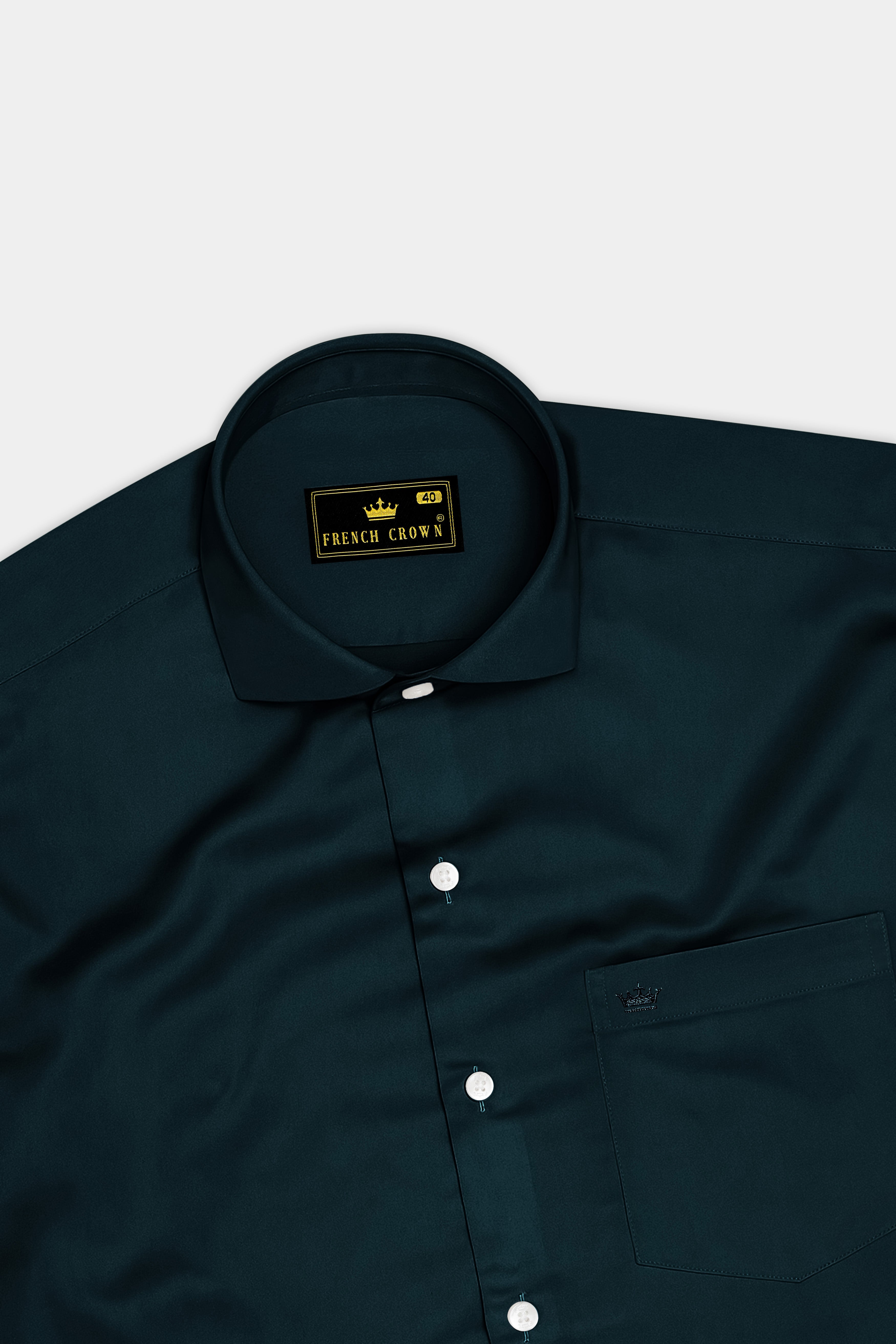 Aureburn-Burnham Green Subtle Sheen Super Soft Premium Cotton Cut Away Collar Dress Shirt