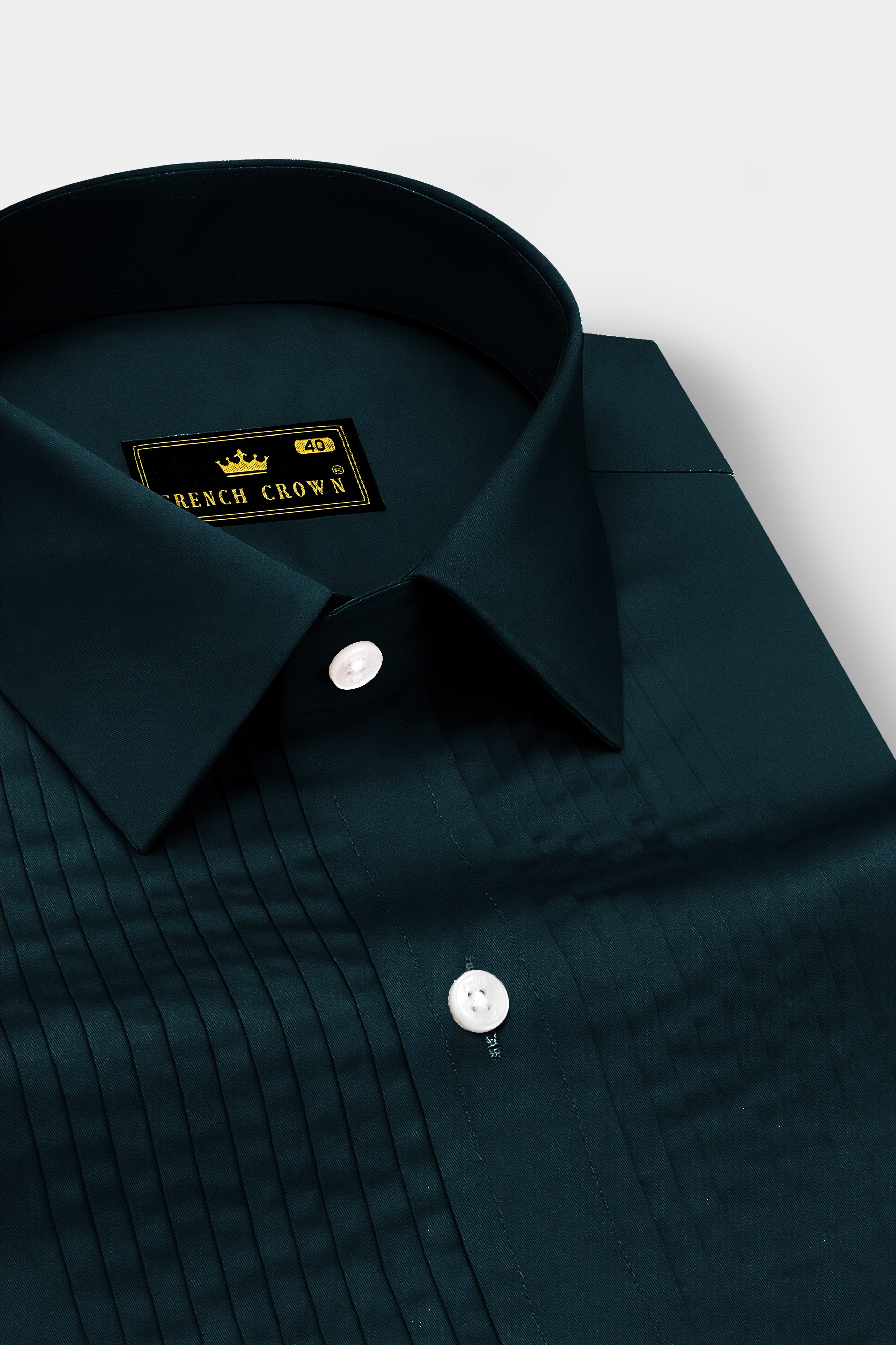 Aureburn-Burnham Green Subtle Sheen Super Soft Premium Cotton Tuxedo Shirt