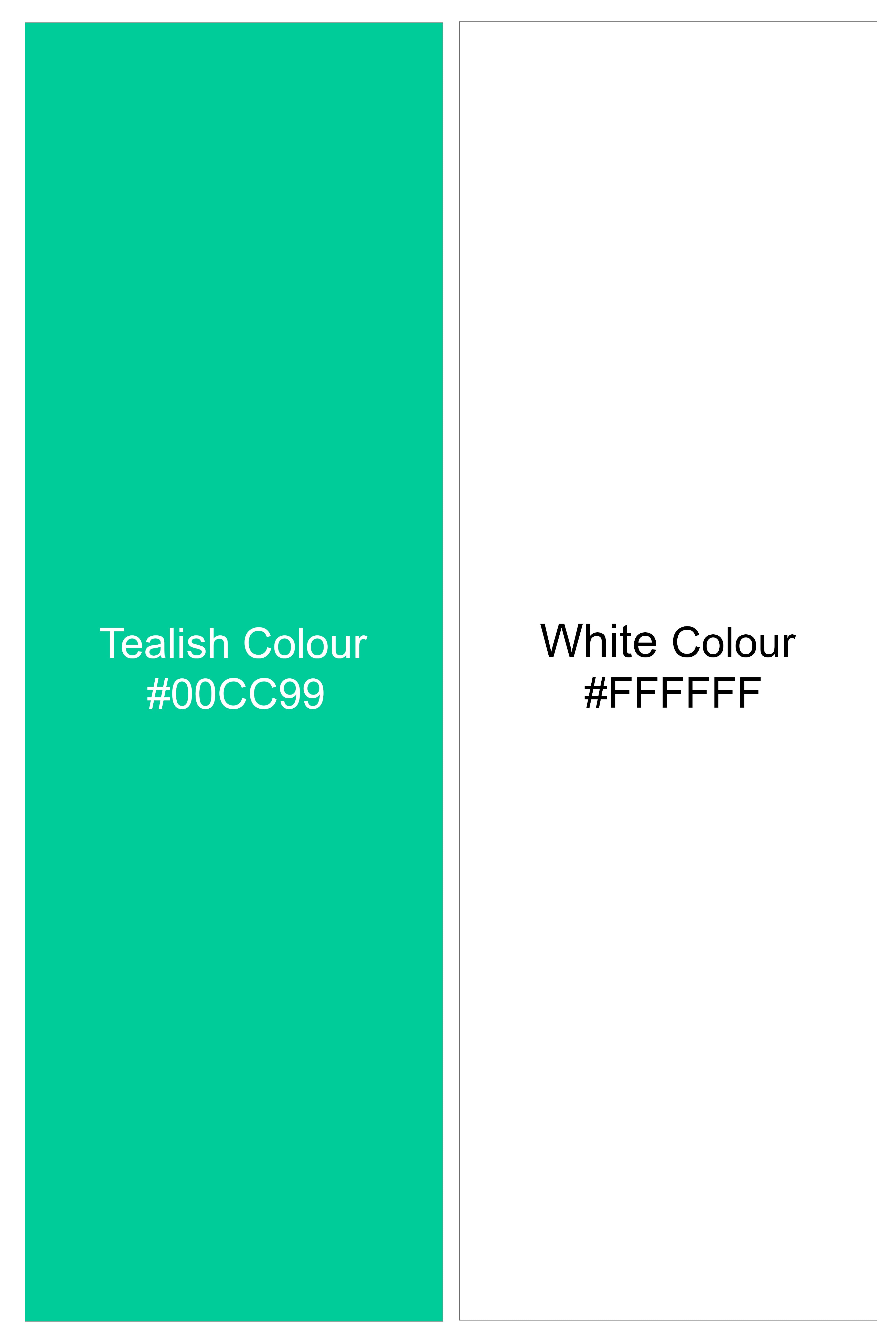 Virenza-Tealish Green And Bright White Candy Striped Super Soft Premium Cotton Dress Shirt