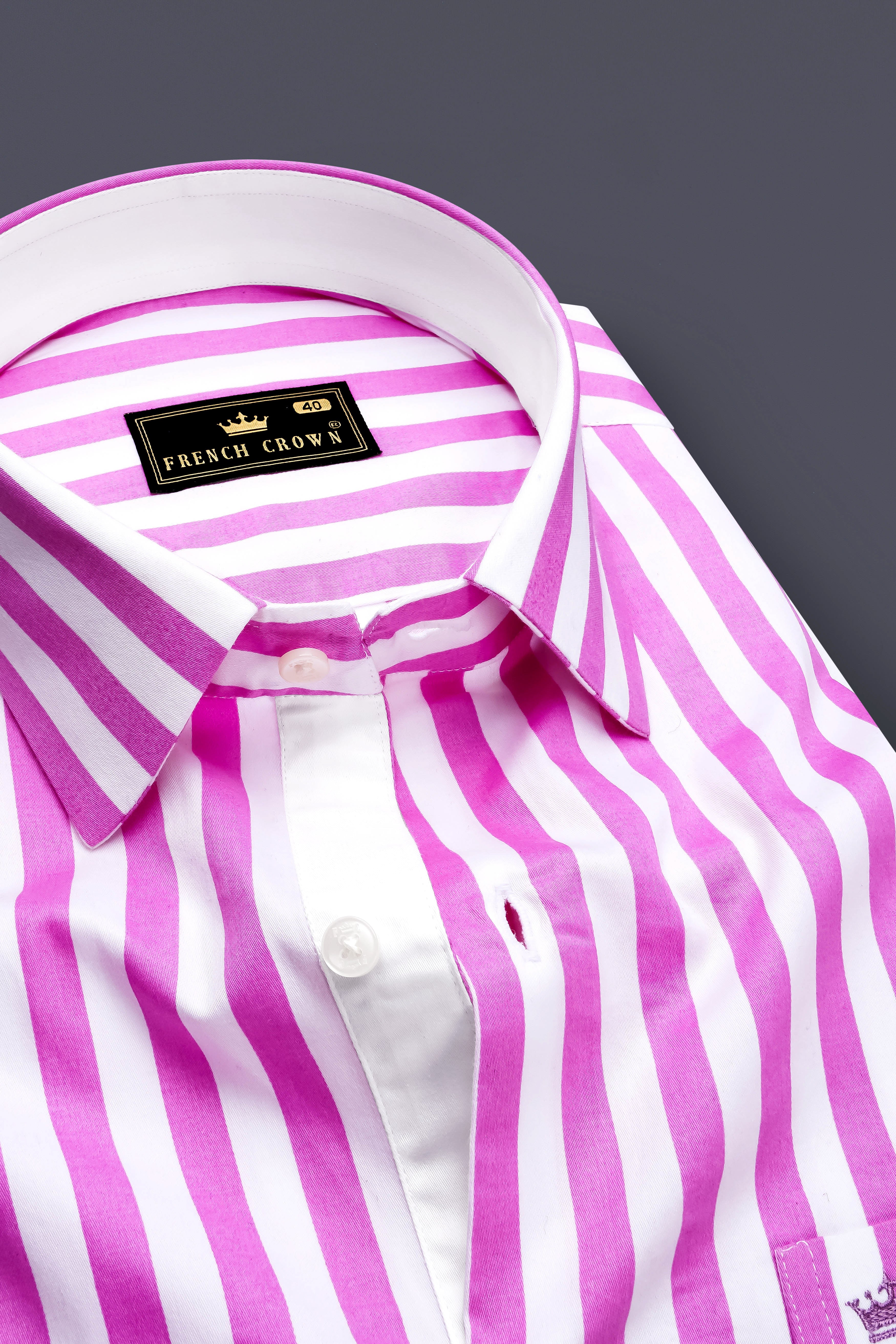 Aureline-Orchid Purple And Bright White Awning Striped Super Soft Premium Cotton Dress Shirt
