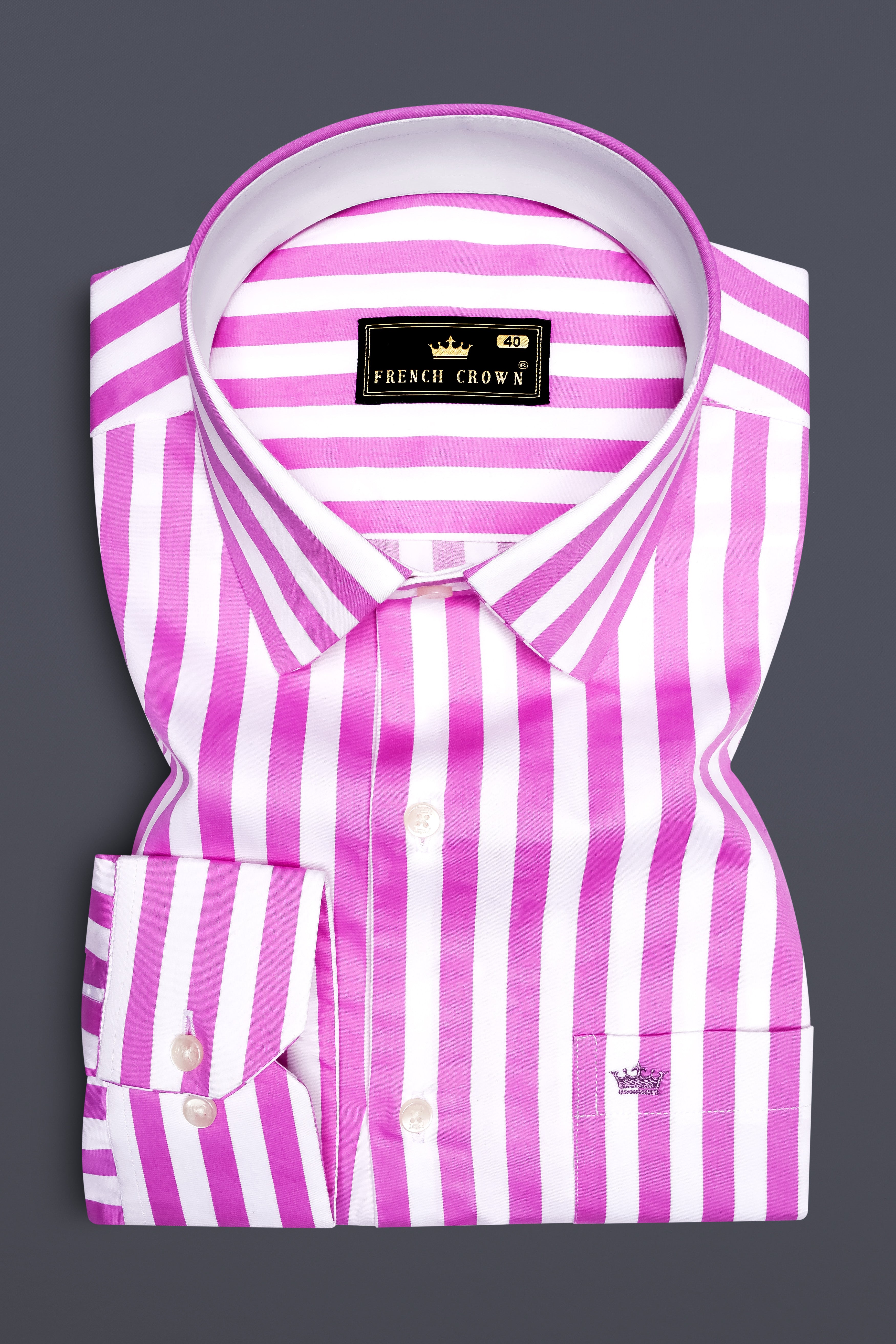 Aureline-Orchid Purple And Bright White Awning Striped Super Soft Premium Cotton Dress Shirt