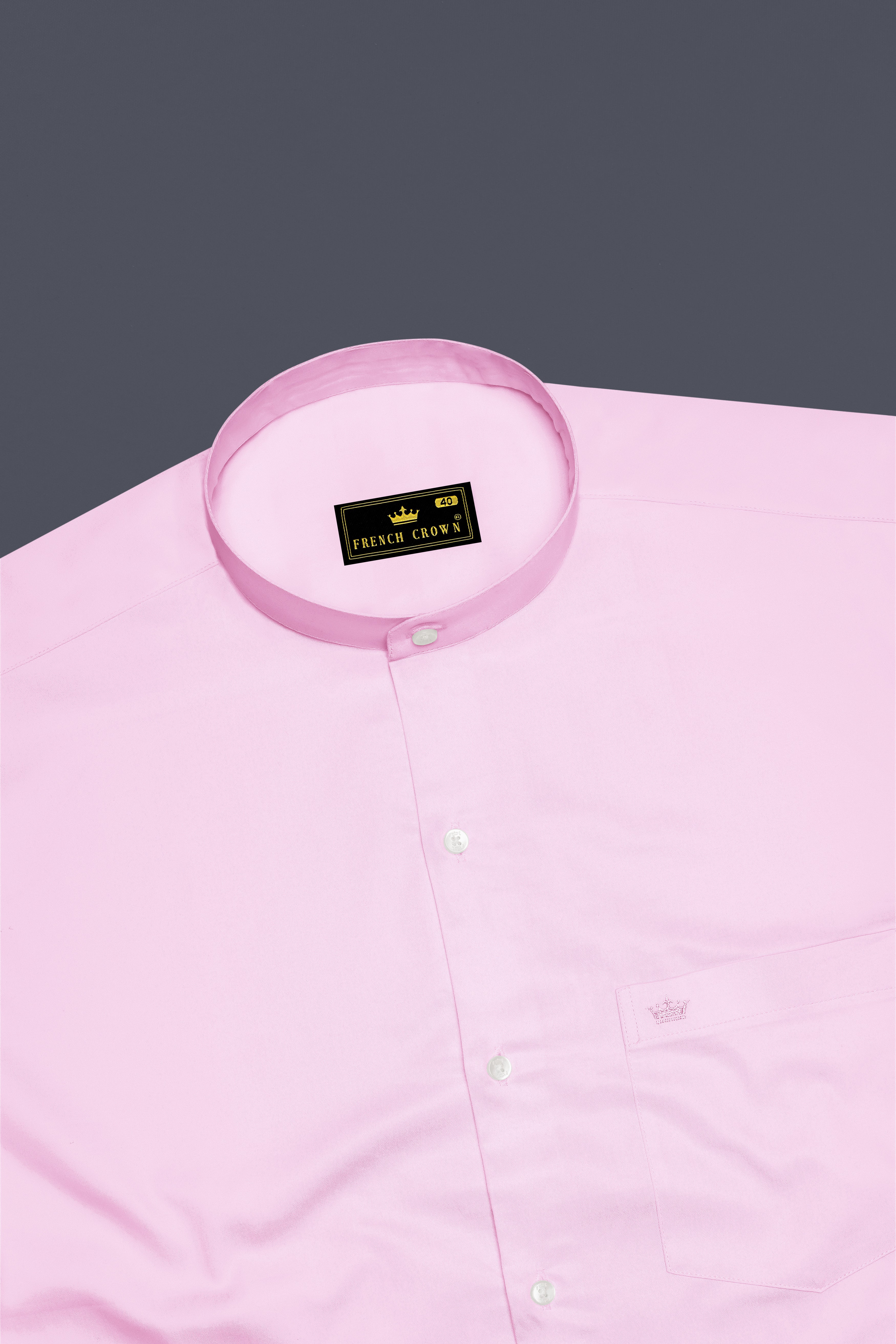 Rosevo-Pastel Pink Subtle Sheen Super Soft Premium Cotton Mandarin Shirt