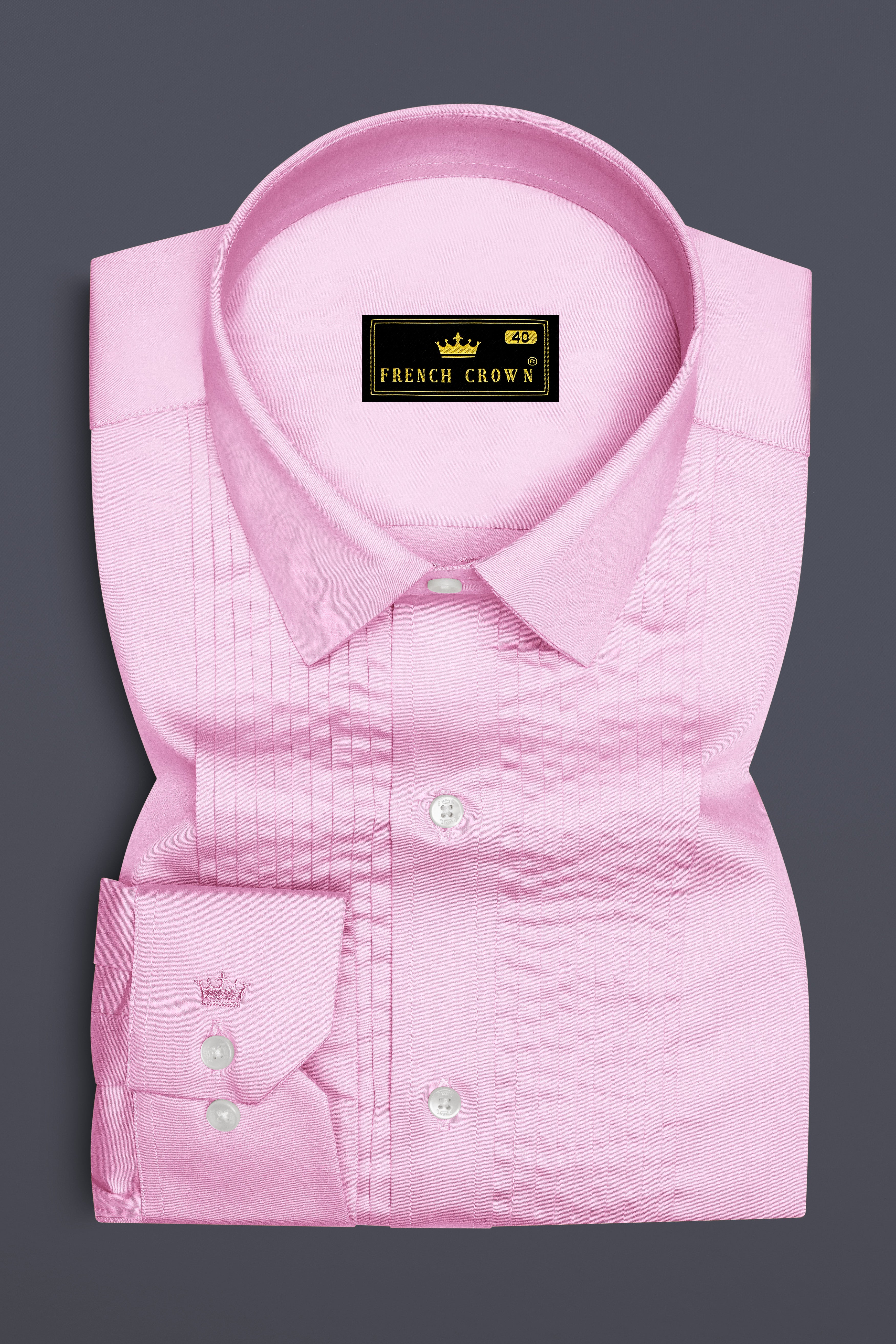 Rosevo-Pastel Pink Subtle Sheen Super Soft Premium Cotton Tuxedo Shirt