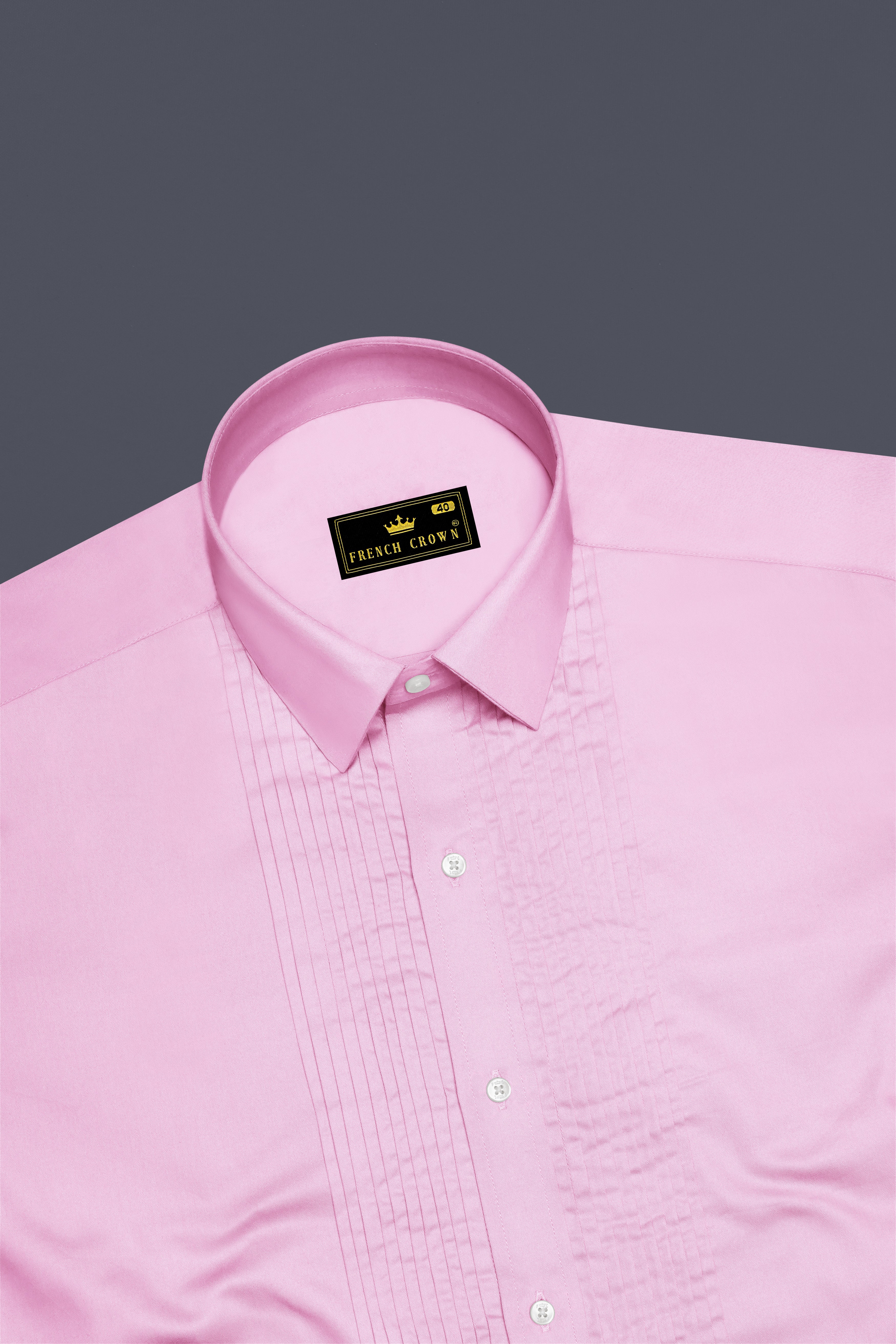 Rosevo-Pastel Pink Subtle Sheen Super Soft Premium Cotton Tuxedo Shirt
