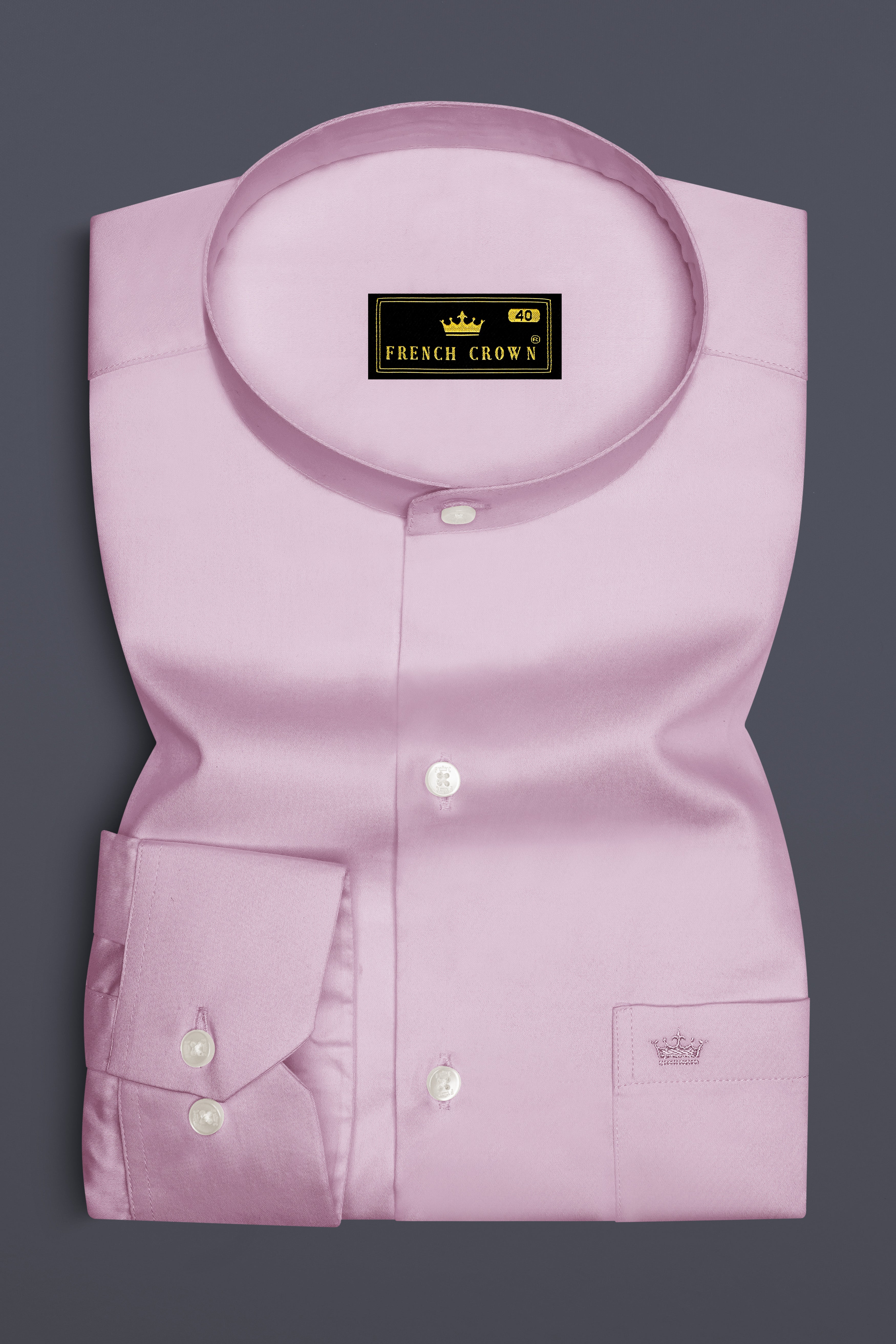 Lustraro-Azalea Pink Subtle Sheen Super Soft Premium Cotton Mandarin Shirt