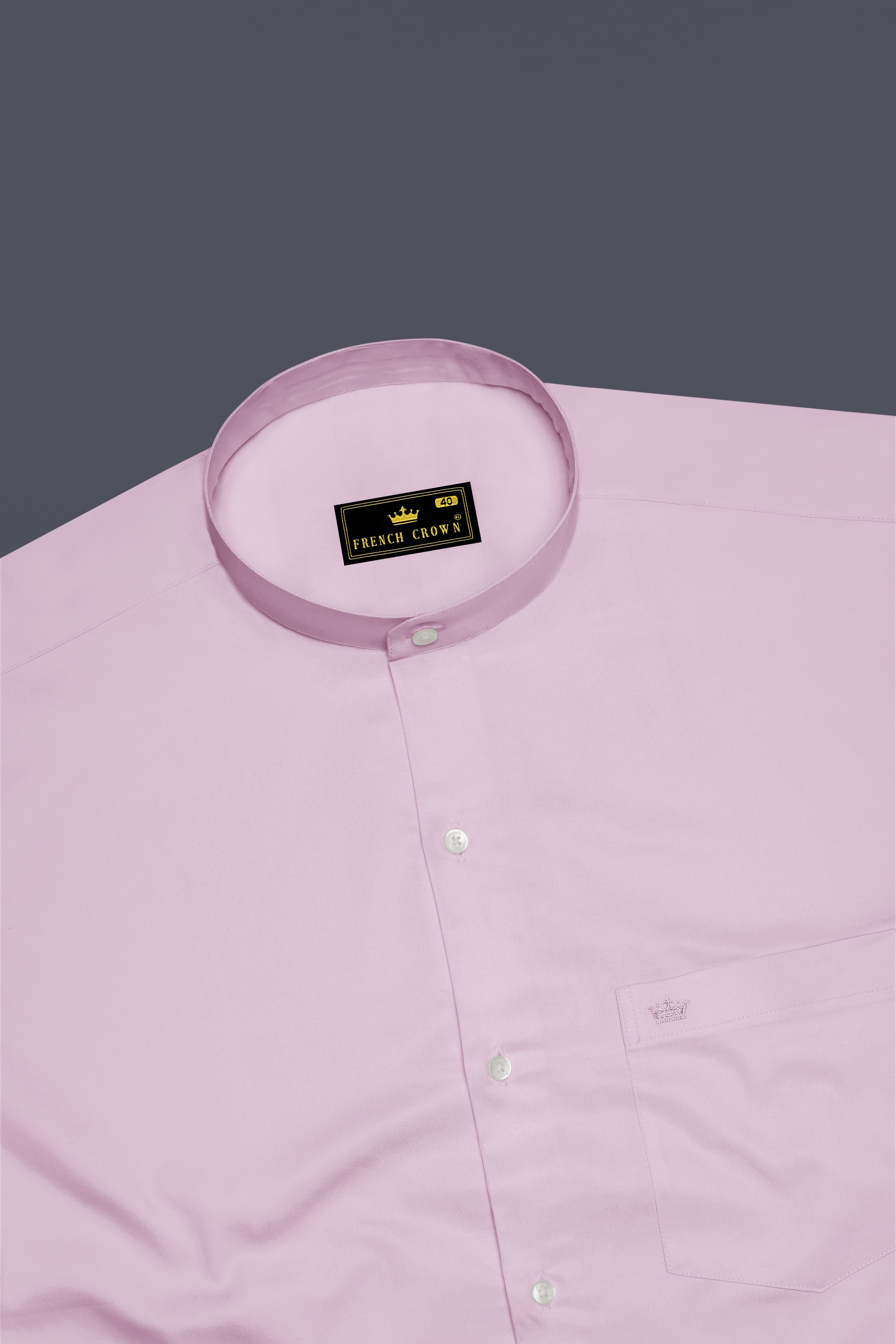 Lustraro-Azalea Pink Subtle Sheen Super Soft Premium Cotton Mandarin Shirt