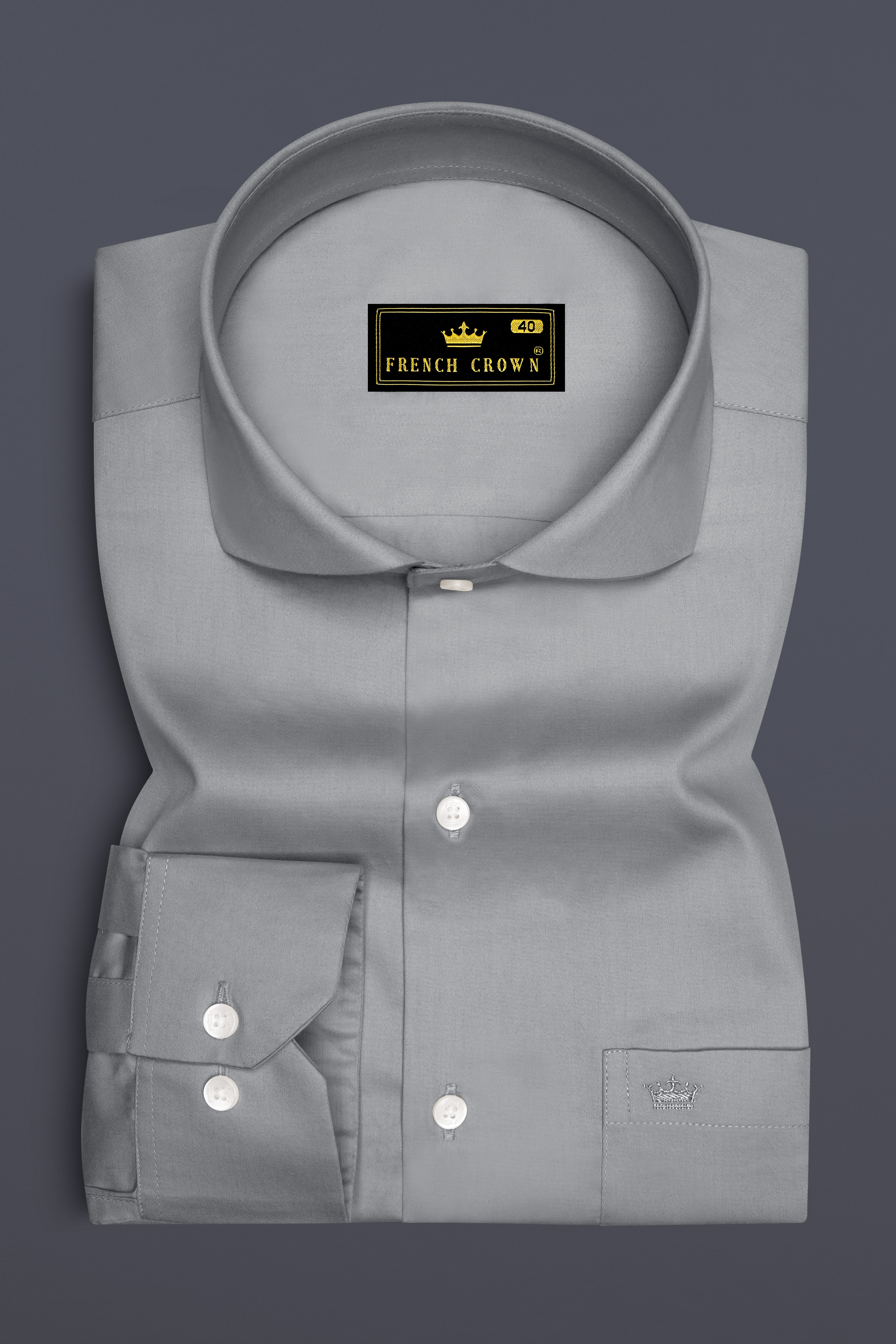 Silvoro-Celeste Gray Subtle Sheen Super Soft Premium Cotton Cut Away Collar Dress Shirt