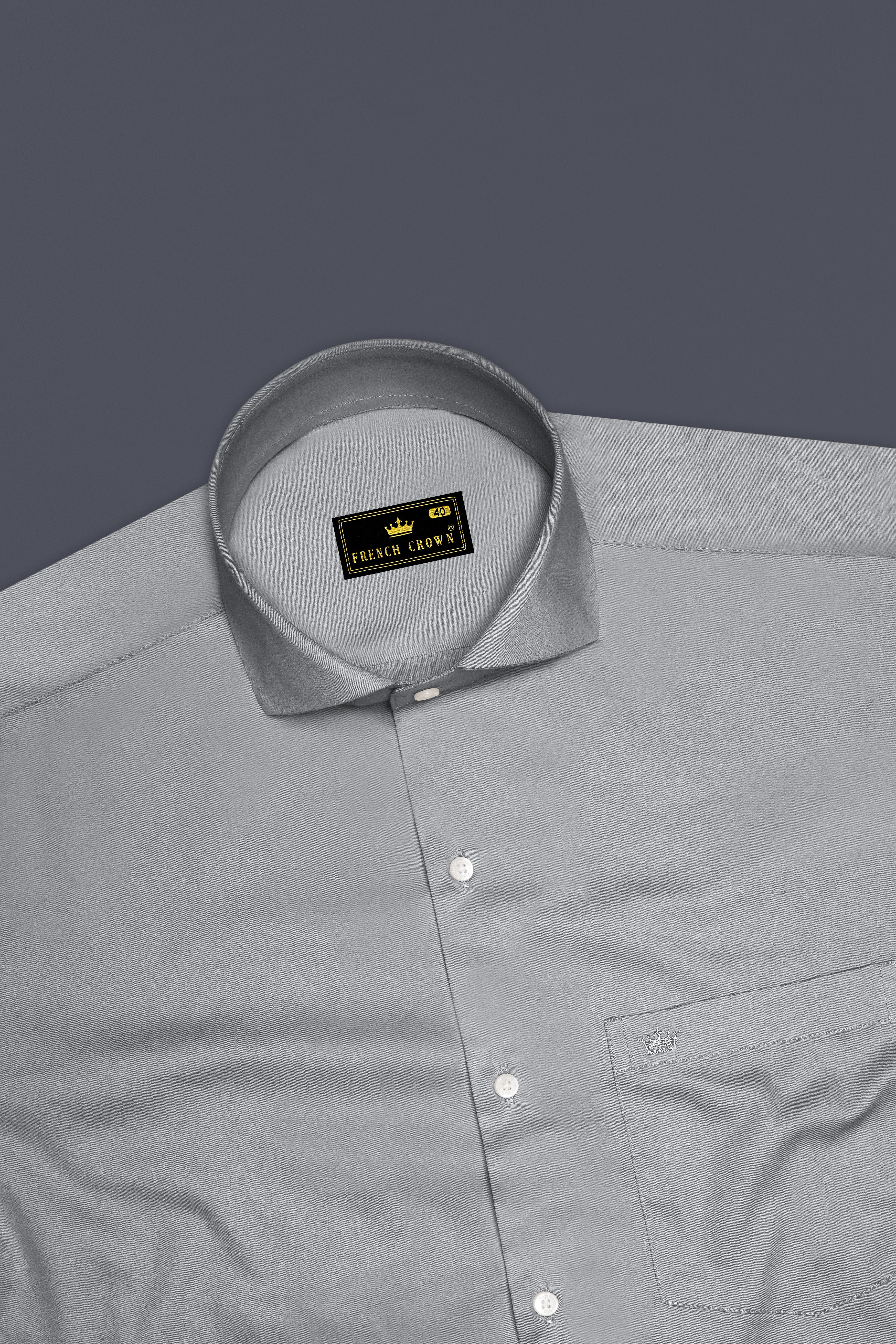 Silvoro-Celeste Gray Subtle Sheen Super Soft Premium Cotton Cut Away Collar Dress Shirt