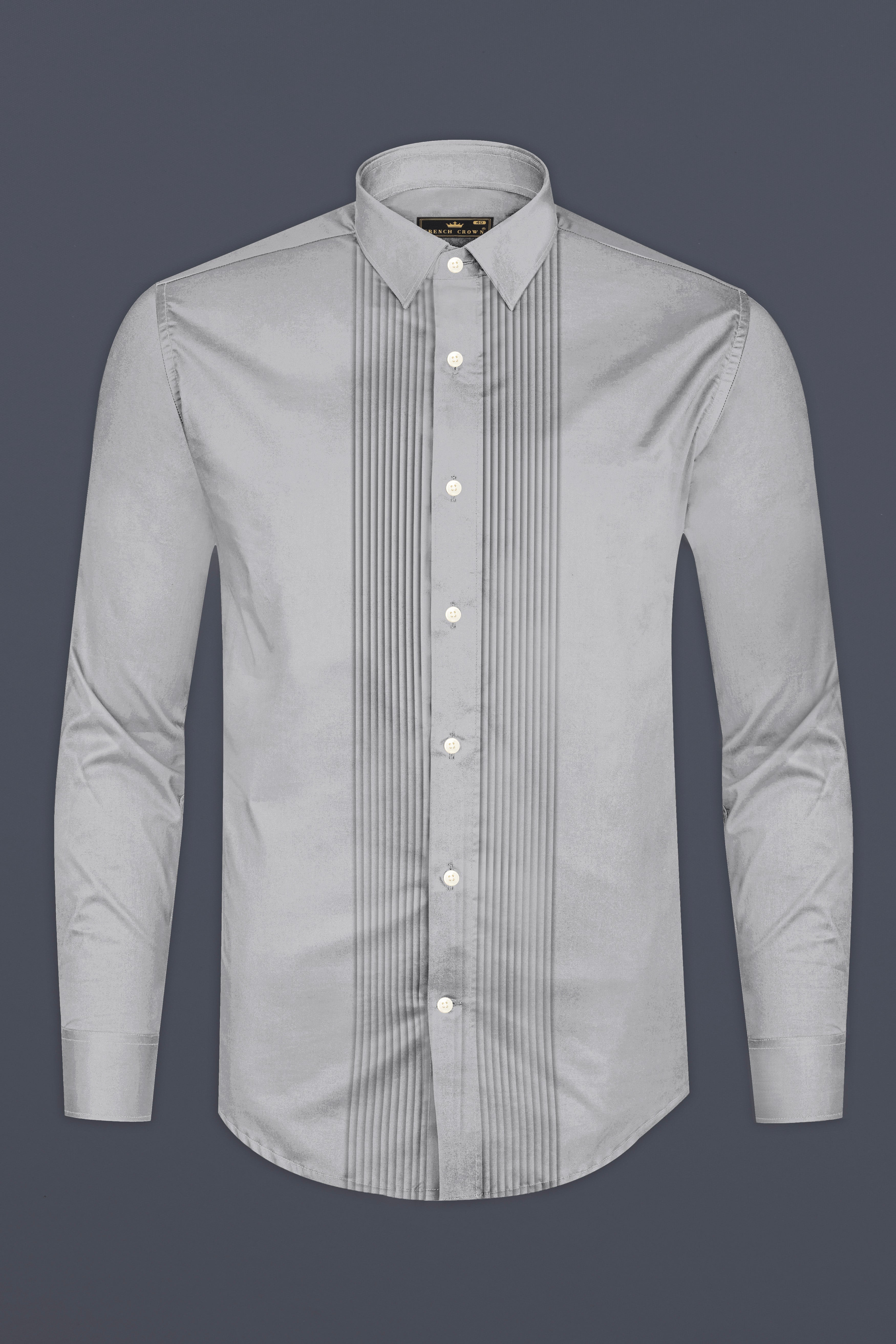 Silvoro-Celeste Gray Subtle Sheen Super Soft Premium Cotton Tuxedo Shirt