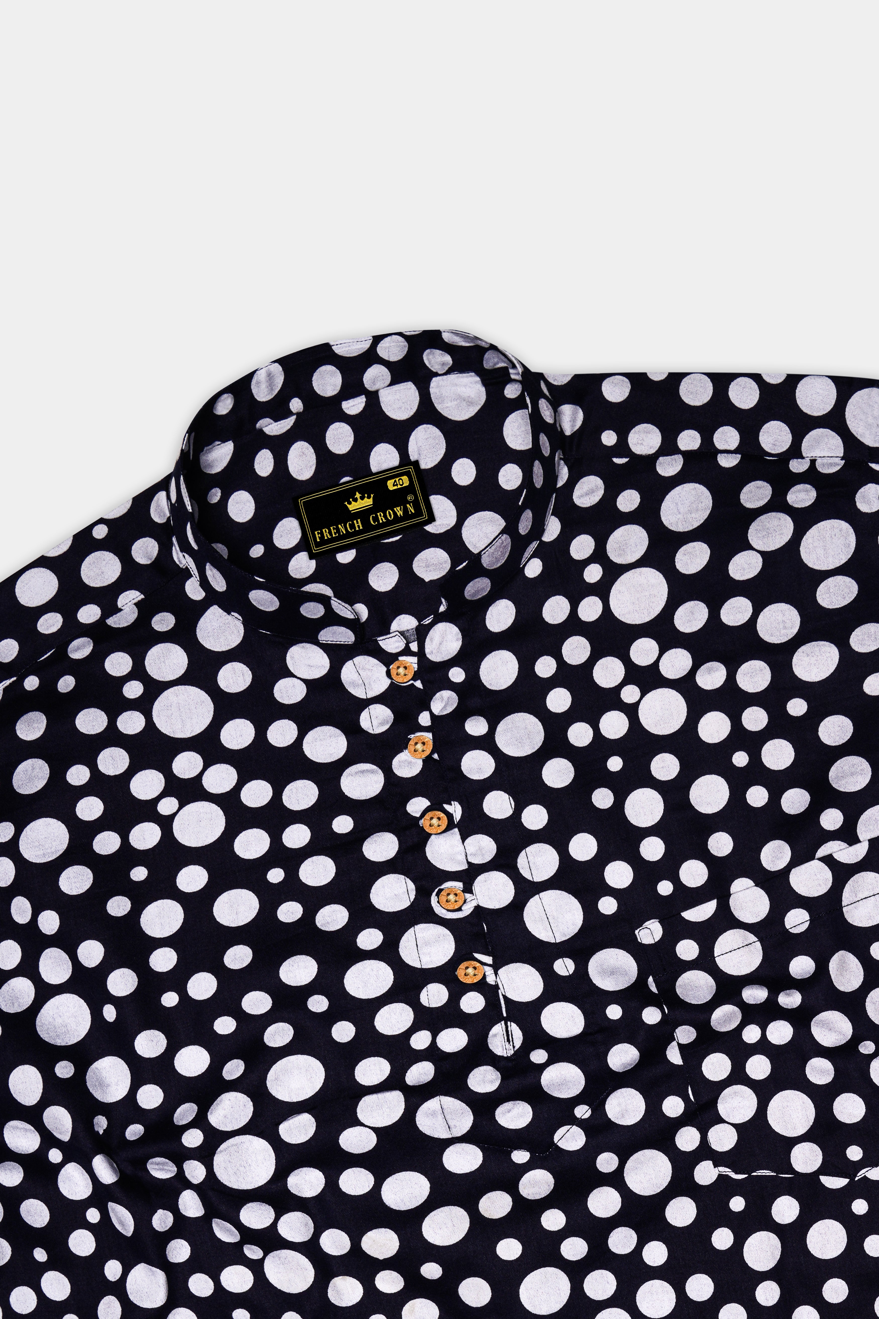 Vistiq-Mirage Blue And Bright White Polka Dot Printed Subtle Sheen Super Soft Premium Cotton Casual Kurta Shirt