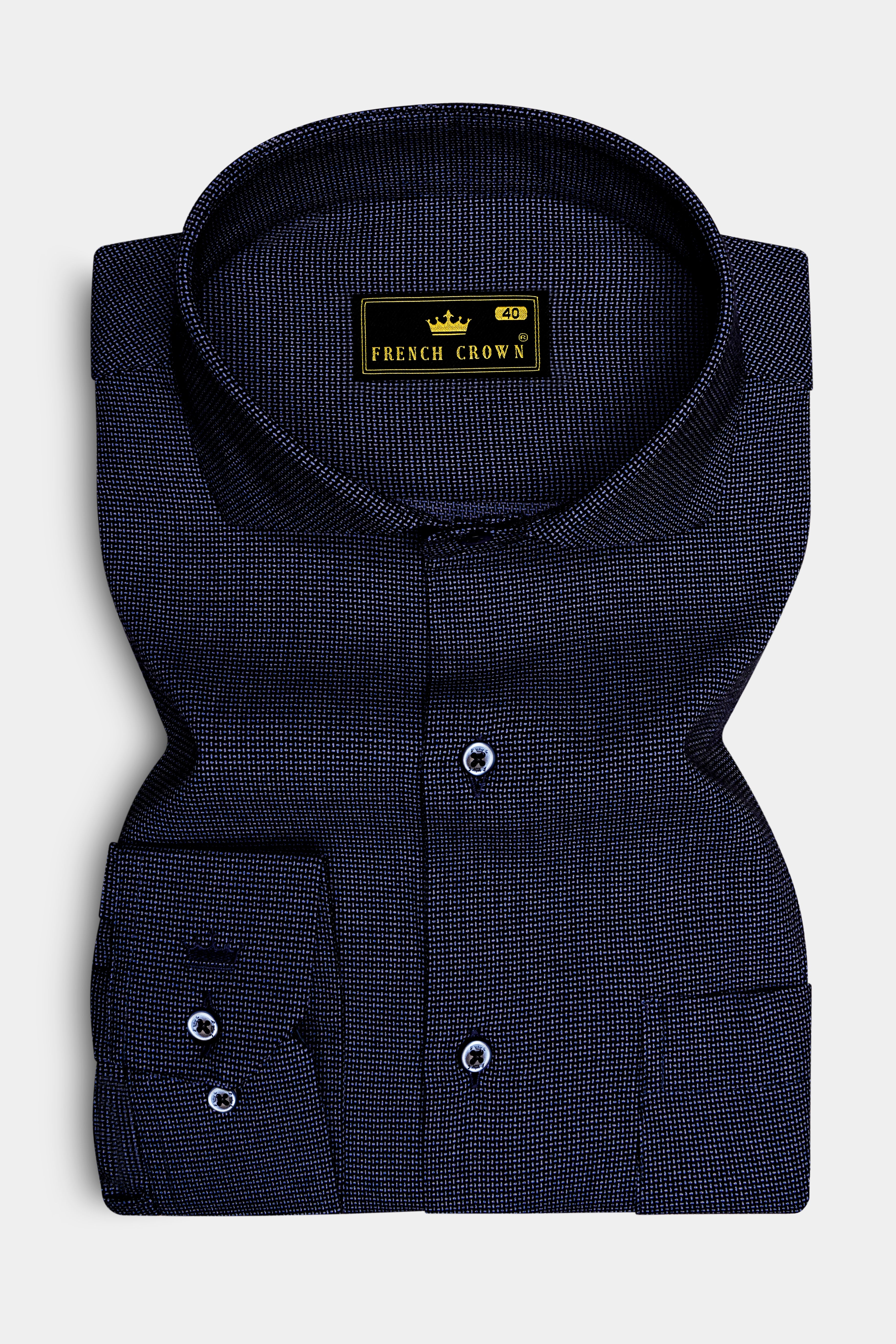 Azurion-Cinder Blue Dobby Textured Premium Giza Cotton Dress Shirt