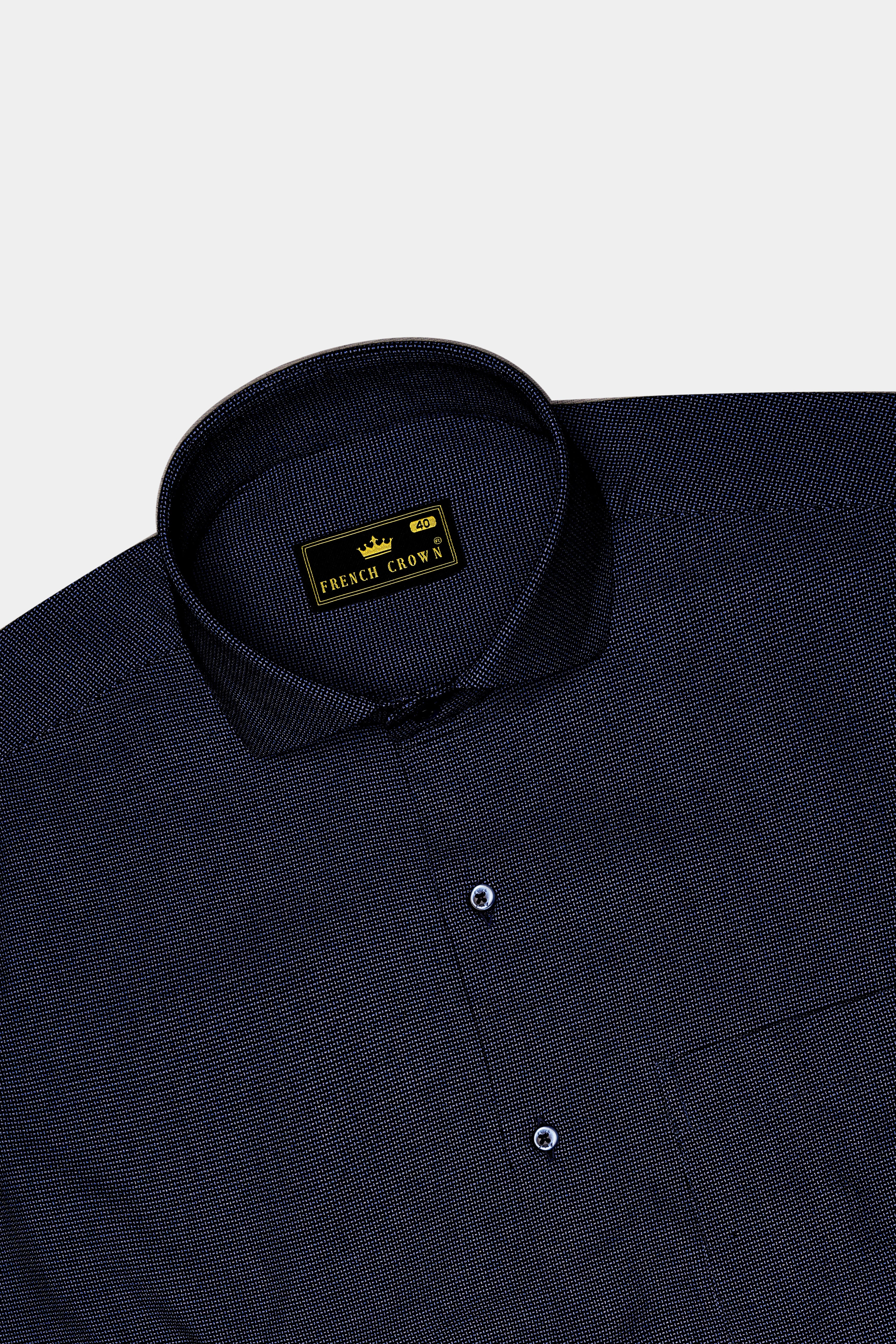 Azurion-Cinder Blue Dobby Textured Premium Giza Cotton Dress Shirt