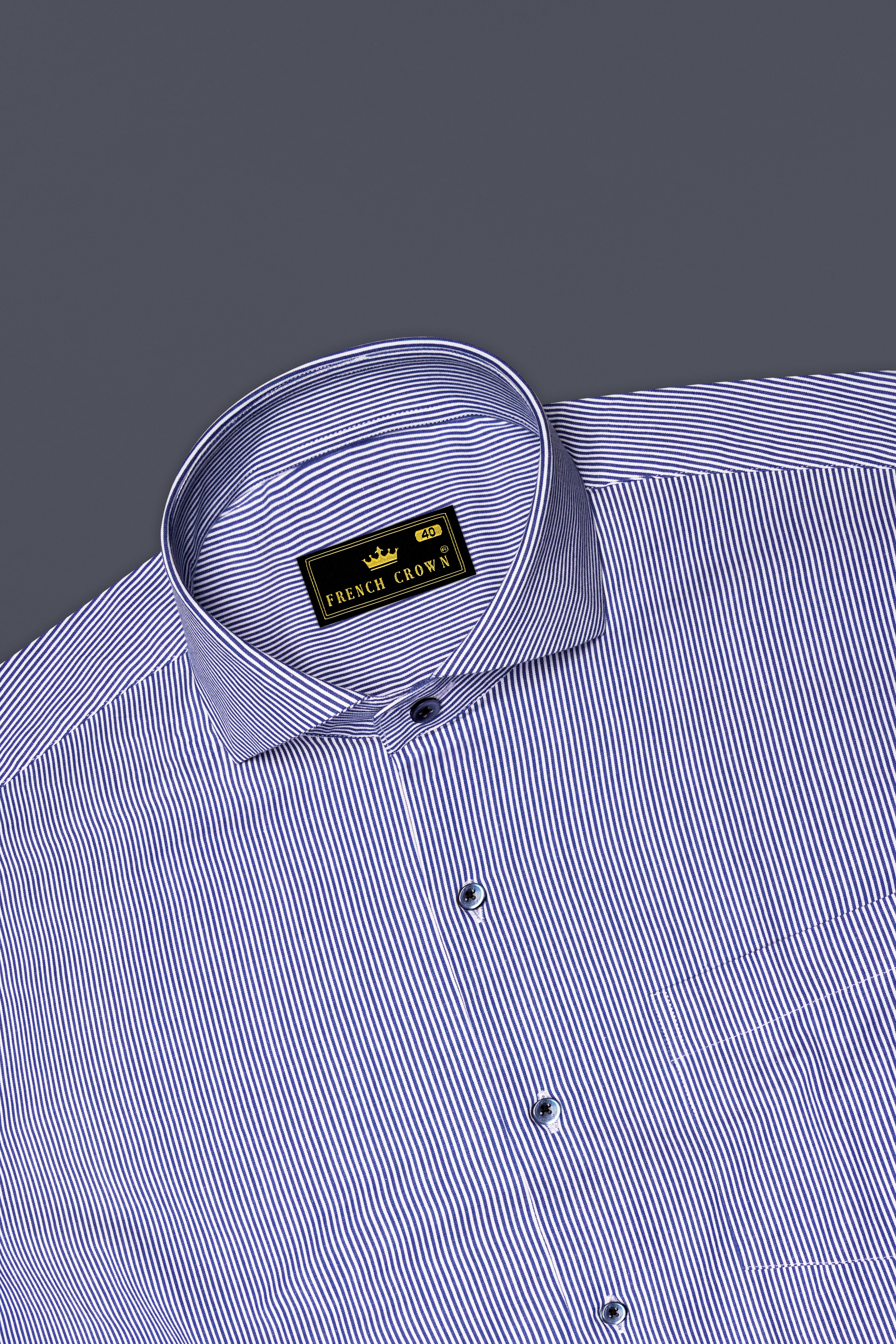 Velorin-Steel Blue Pinstriped Super Soft Premium Cotton Dress Shirt