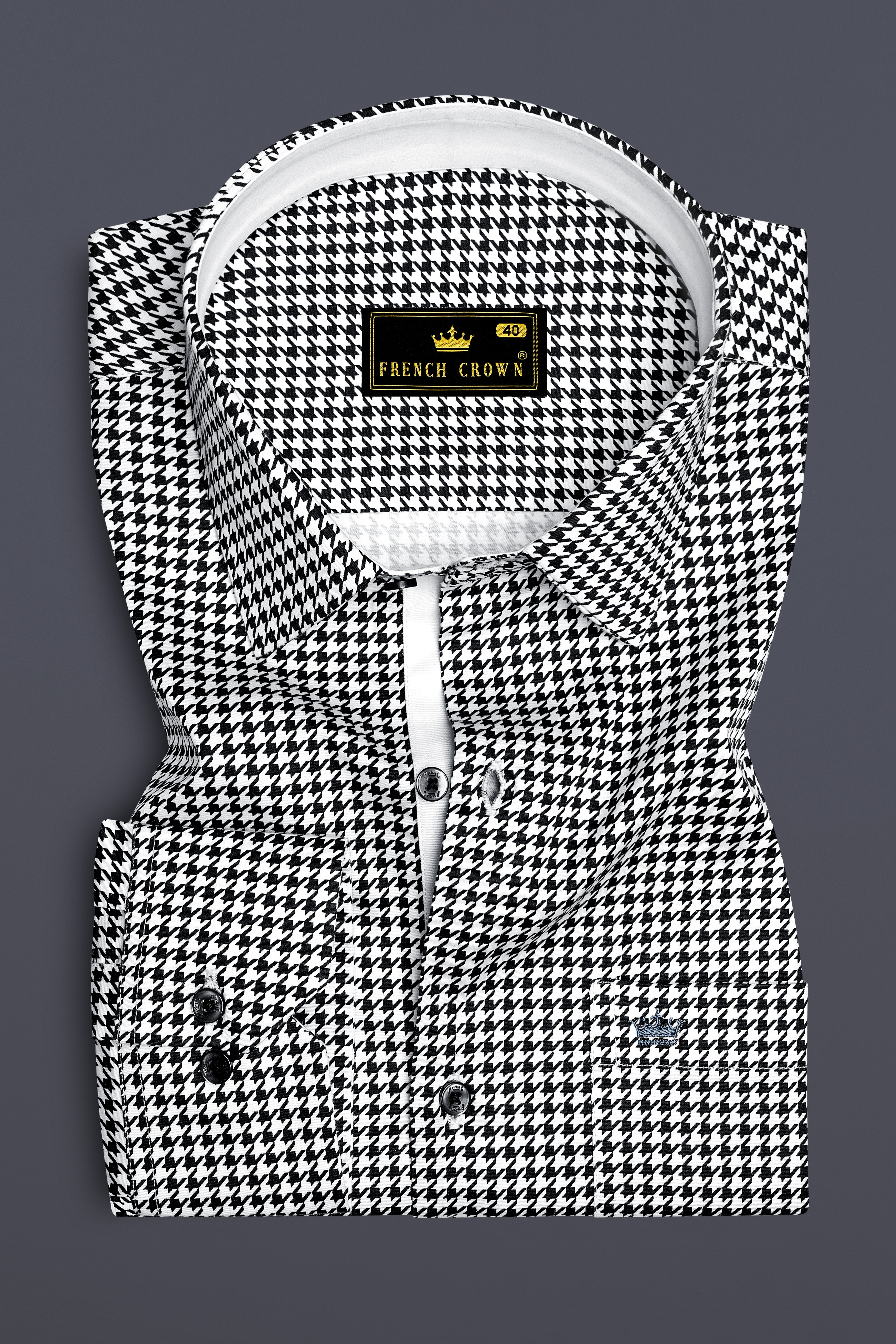 Regalis-Jade Black And Bright White Houndstooth Printed Super Soft Premium Cotton Dress Shirt 14167-CLOTH-P-BLK-38, 14167-CLOTH-P-BLK-H-38, 14167-CLOTH-P-BLK-39, 14167-CLOTH-P-BLK-H-39, 14167-CLOTH-P-BLK-40, 14167-CLOTH-P-BLK-H-40, 14167-CLOTH-P-BLK-42, 14167-CLOTH-P-BLK-H-42, 14167-CLOTH-P-BLK-44, 14167-CLOTH-P-BLK-H-44, 14167-CLOTH-P-BLK-46, 14167-CLOTH-P-BLK-H-46, 14167-CLOTH-P-BLK-48, 14167-CLOTH-P-BLK-H-48, 14167-CLOTH-P-BLK-50, 14167-CLOTH-P-BLK-H-50, 14167-CLOTH-P-BLK-52, 14167-CLOTH-P-BLK-H-52