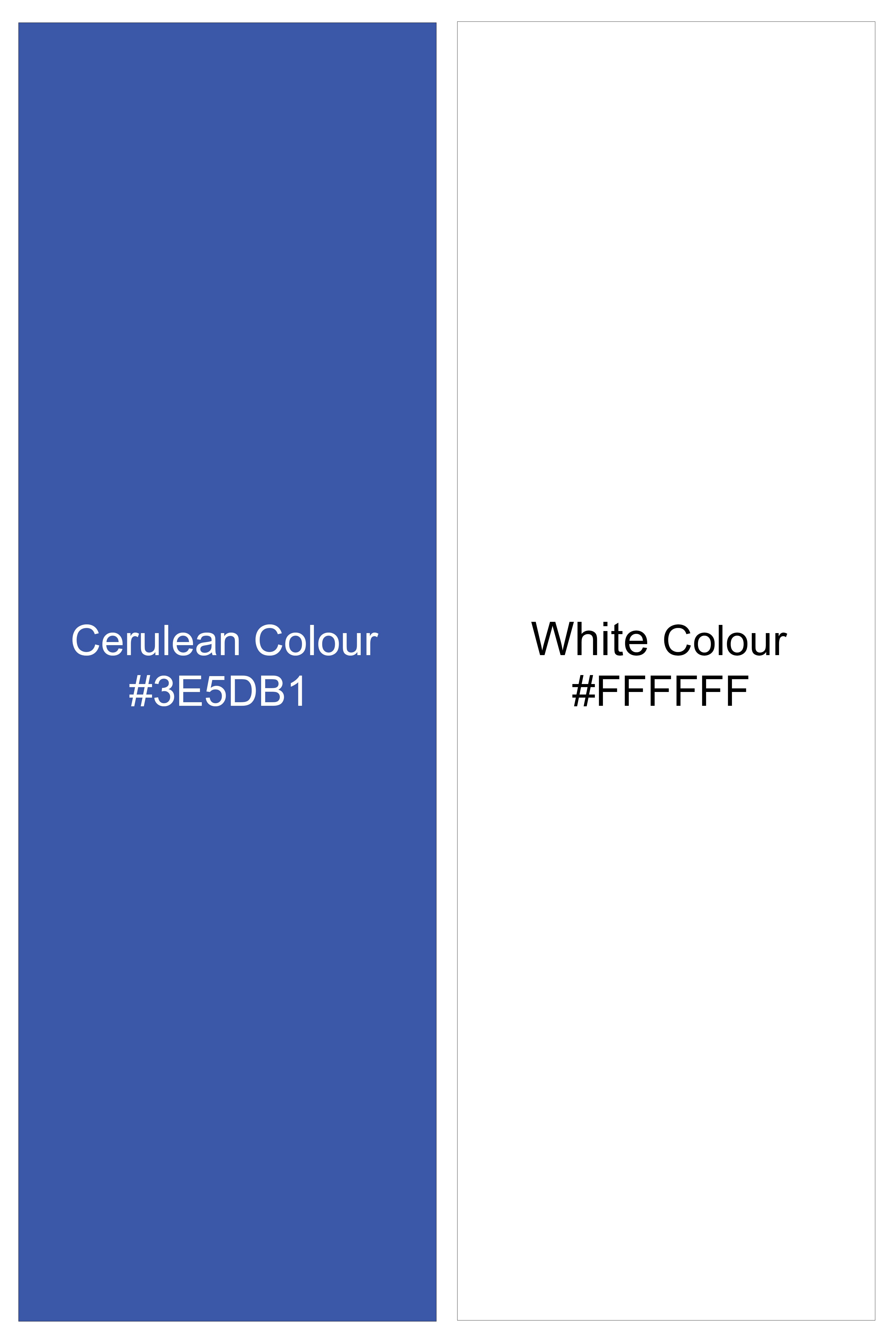 Cerulio-Cerulean Blue And Bright White Gingham Plaid Super Soft Premium Cotton Button Down Dress Shirt